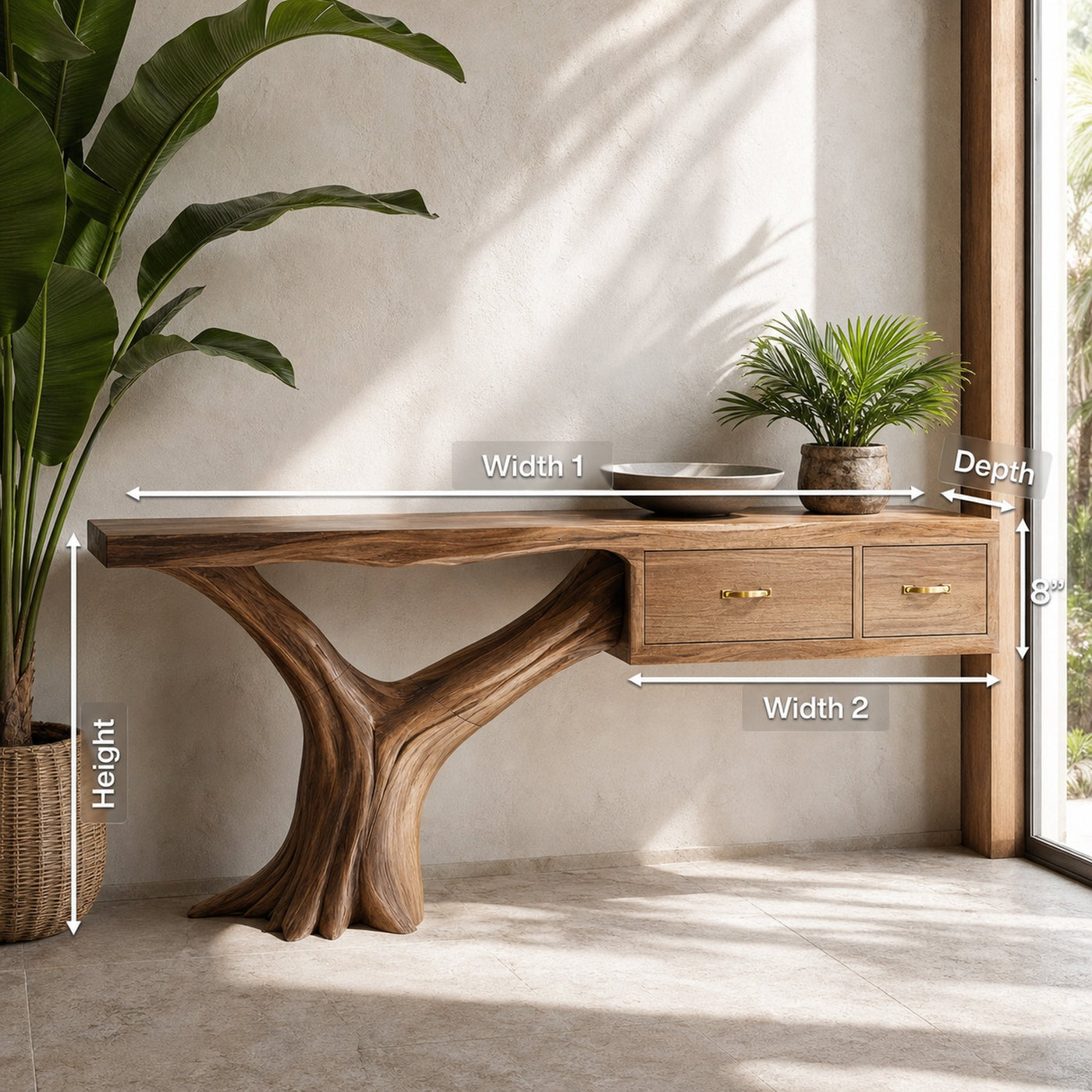 Farmhouse Wooden Console Table For Rustic Bedroom - product view 8