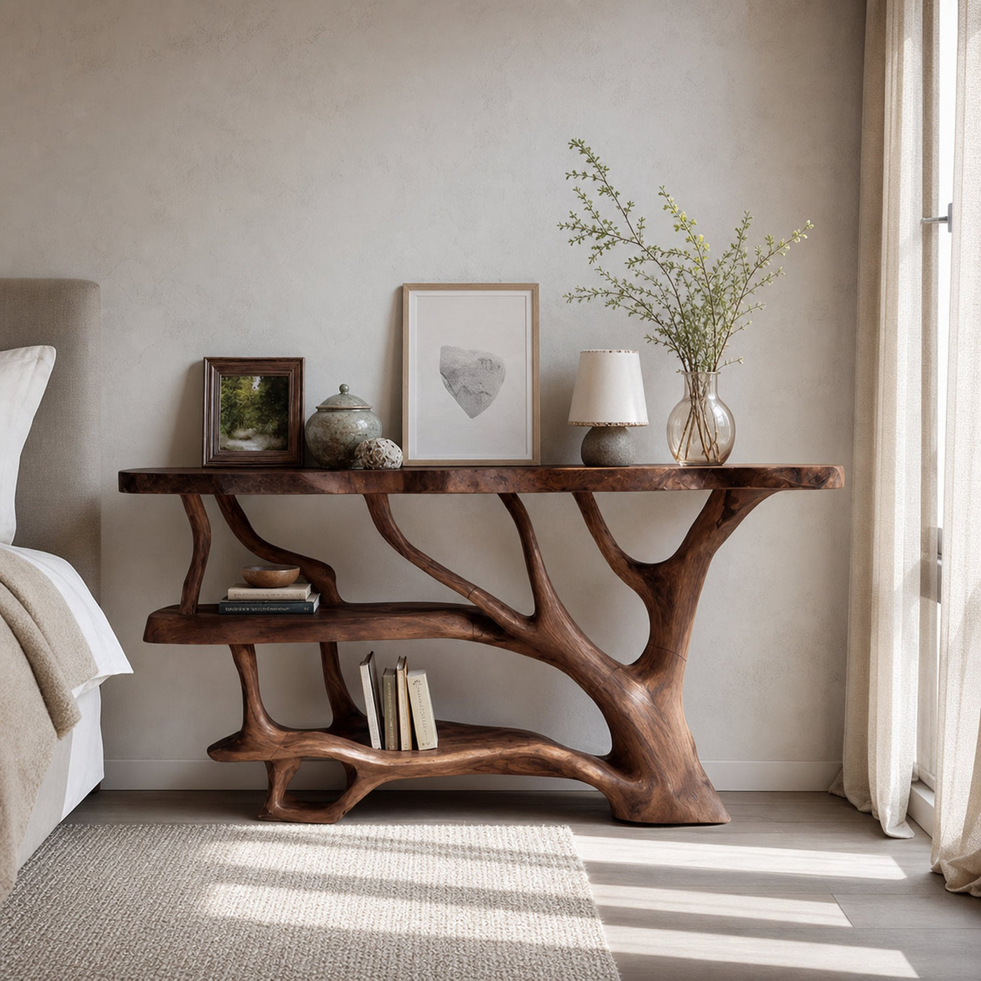 Farmhouse Wooden Live Edge Console Table For Country Living Room Decor - product view 7