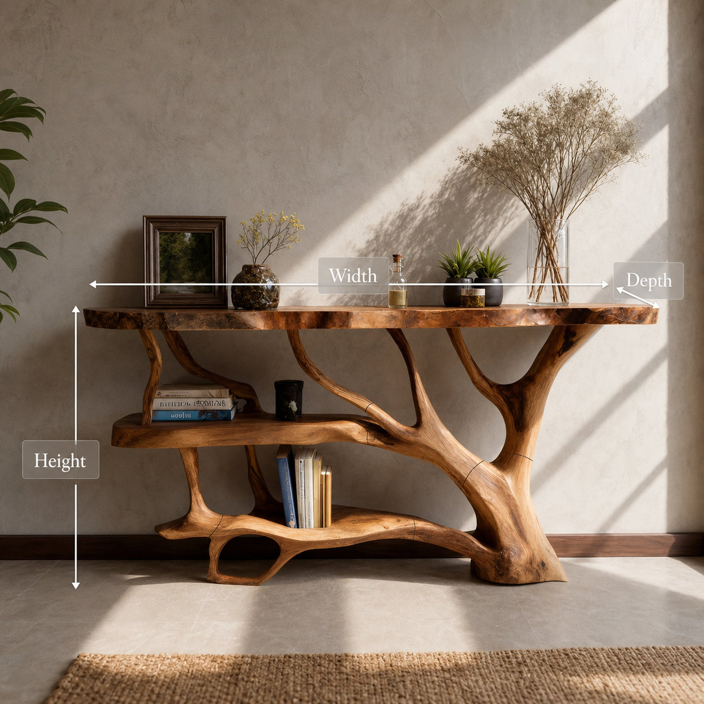 Farmhouse Wooden Live Edge Console Table For Country Living Room Decor - product view 8