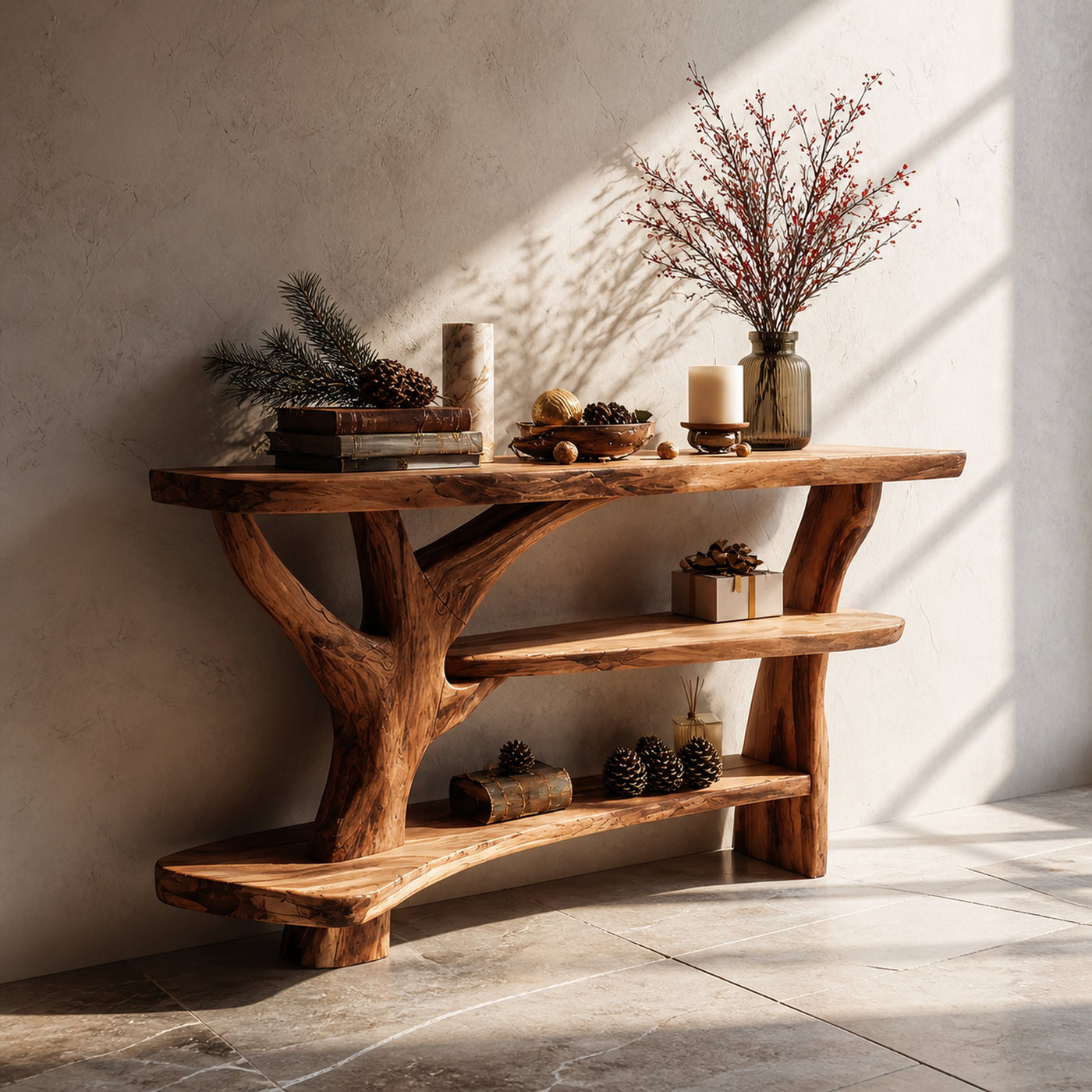Farmhouse Wooden Live Edge Console Table For Entryway Furniture Design