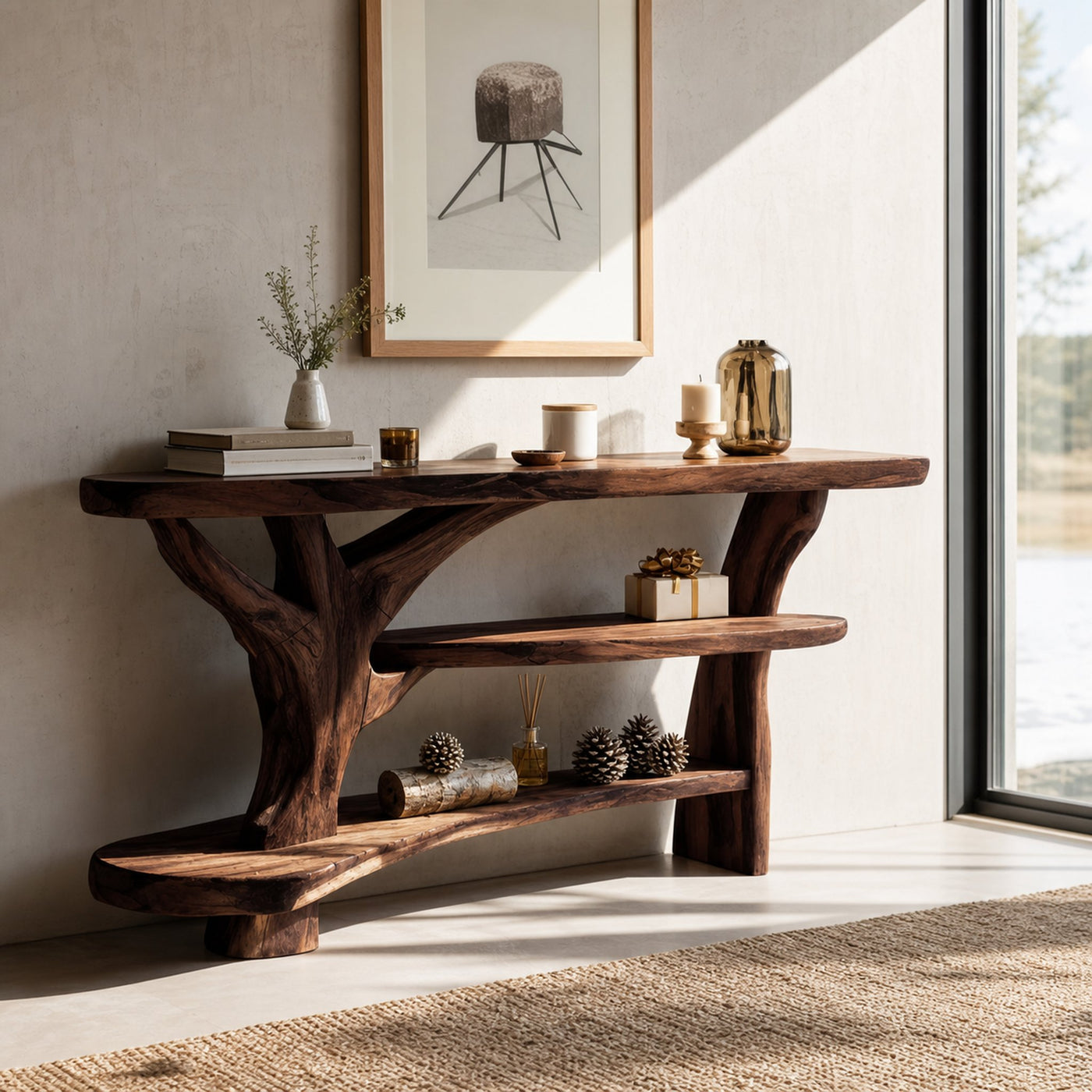 Farmhouse Wooden Live Edge Console Table For Entryway Furniture Design - product view 7
