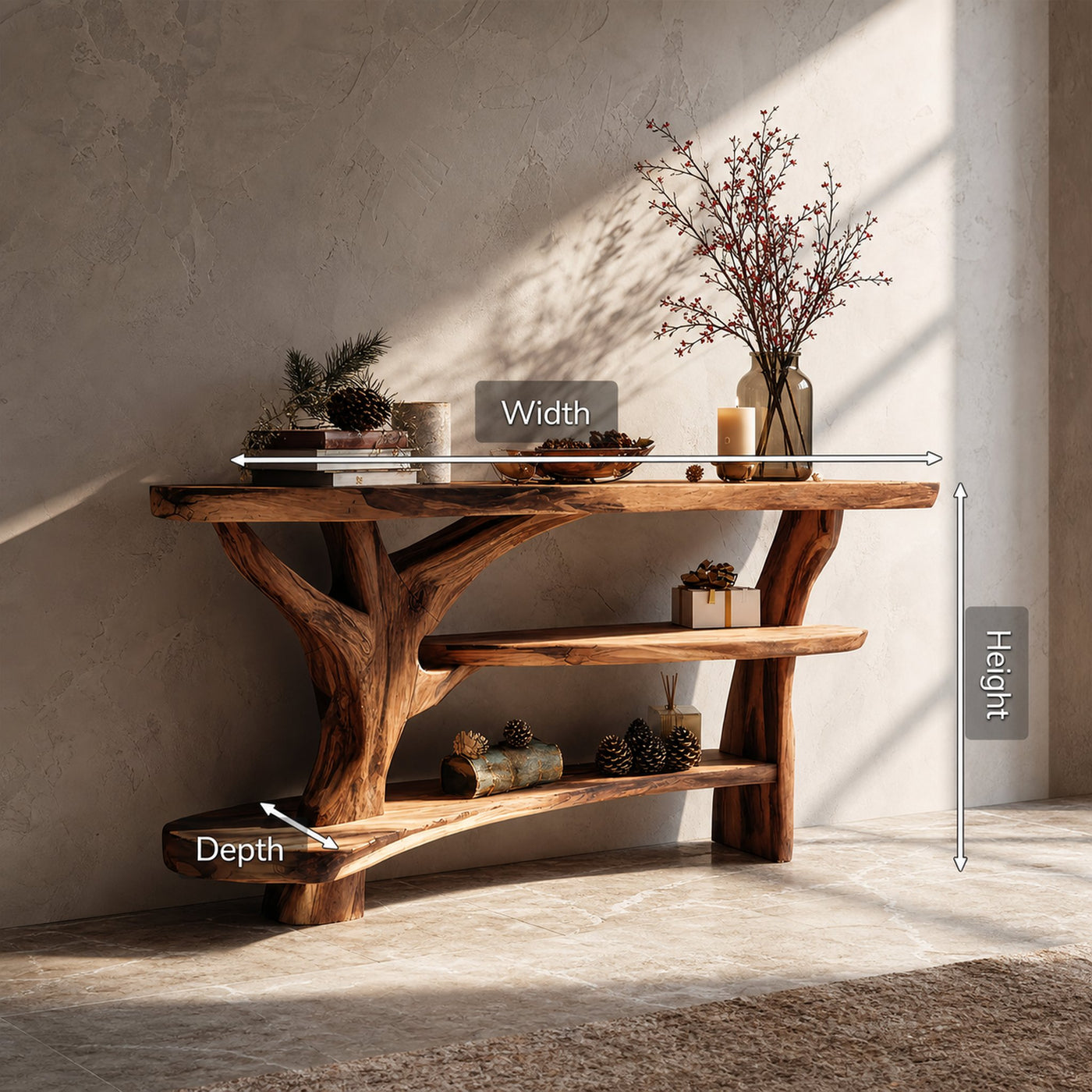Farmhouse Wooden Live Edge Console Table For Entryway Furniture Design - product view 8