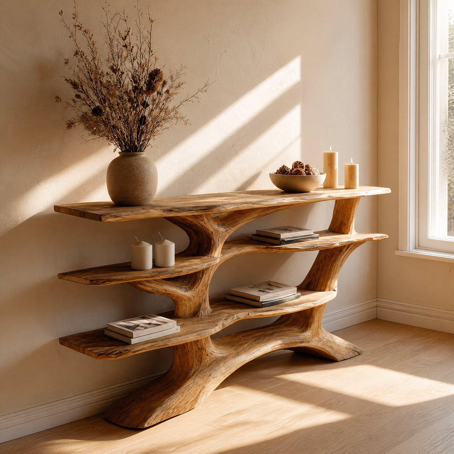 Farmhouse Wooden Live Edge Console Table For Farmhouse Furniture Decor