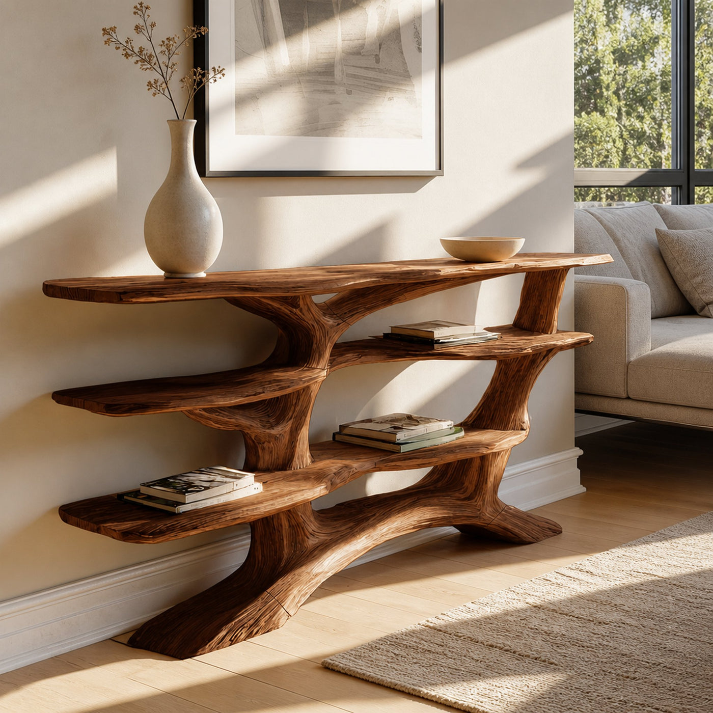 Farmhouse Wooden Live Edge Console Table For Farmhouse Furniture Decor - product view 6