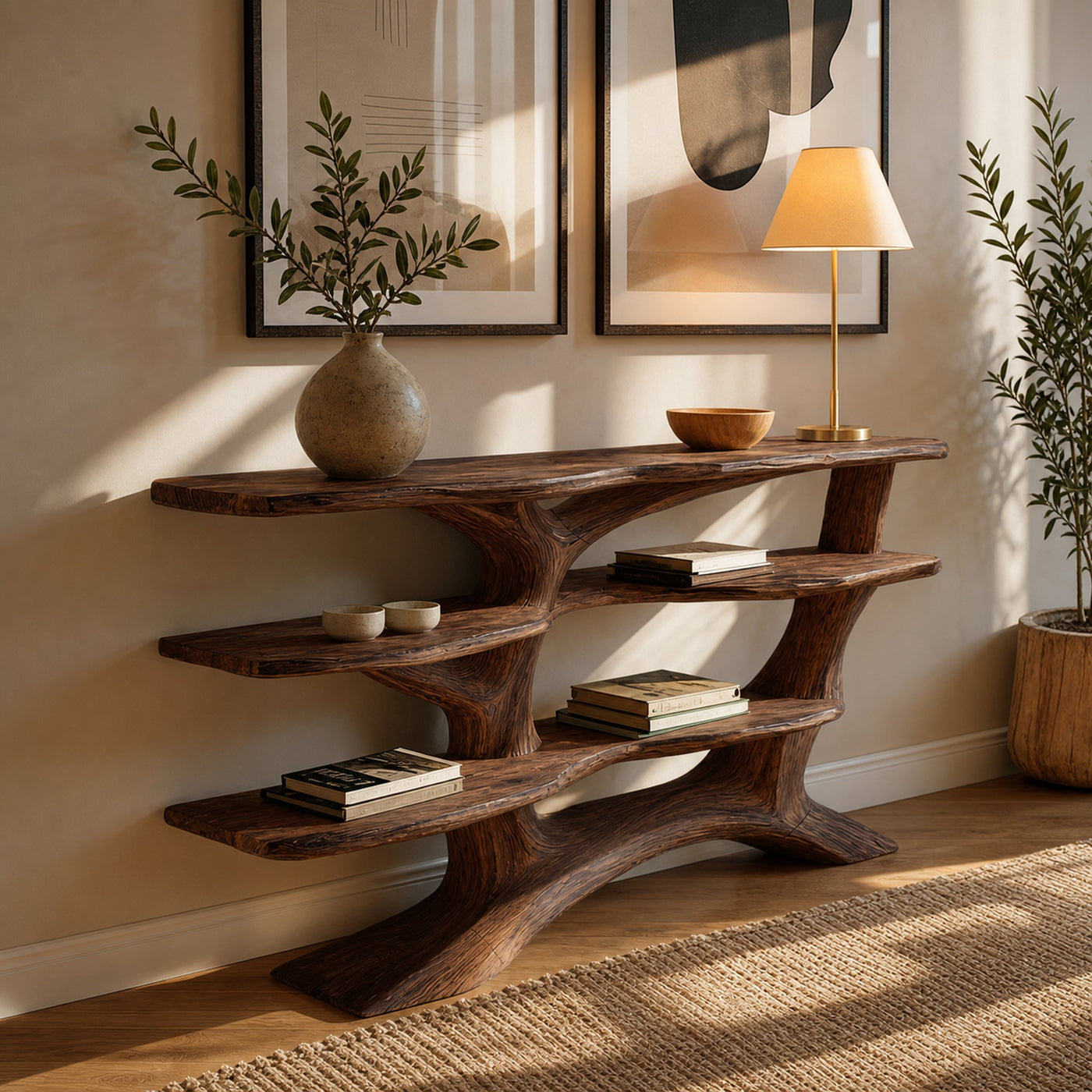 Farmhouse Wooden Live Edge Console Table For Farmhouse Furniture Decor - product view 7
