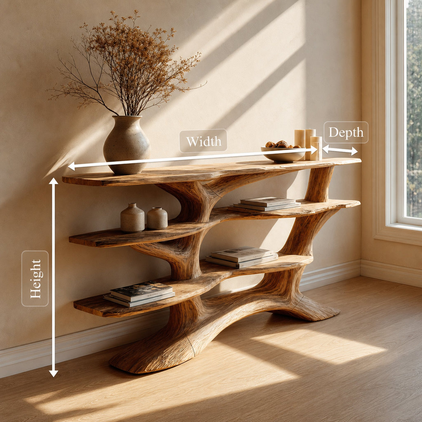Farmhouse Wooden Live Edge Console Table For Farmhouse Furniture Decor - product view 8