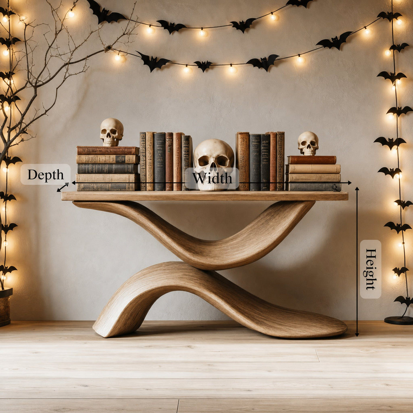 Farmhouse Wooden Live Edge Console Table For Furniture Decor Halloween Style - product view 6