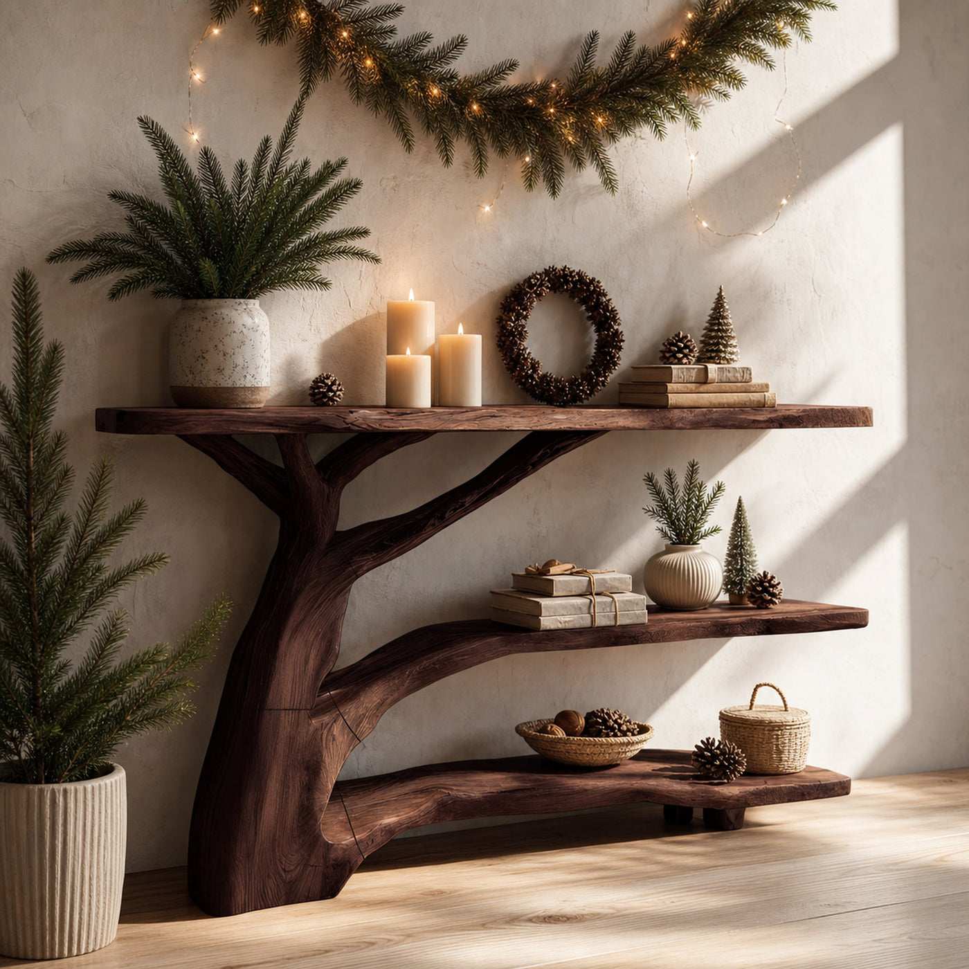 Farmhouse Wooden Live Edge Console Table For Holiday Bedroom Entryway - product view 7