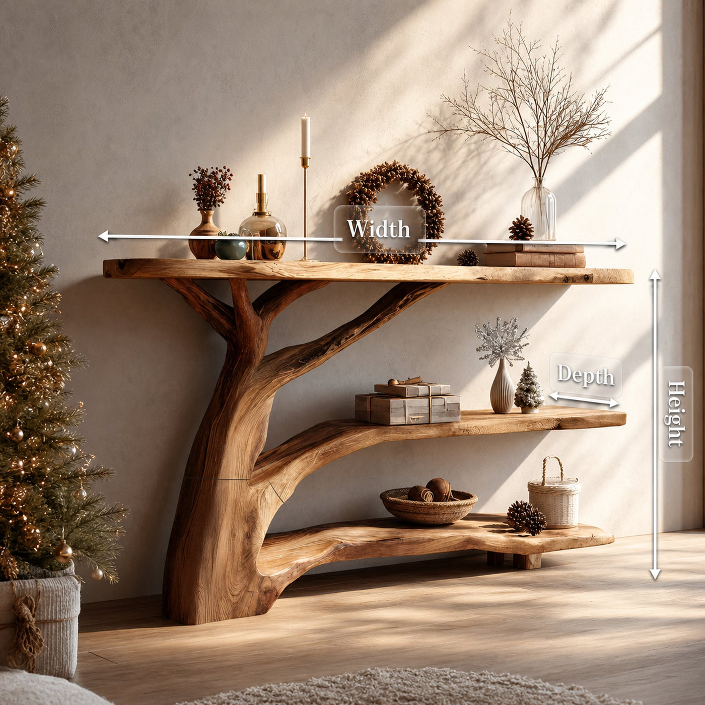 Farmhouse Wooden Live Edge Console Table For Holiday Bedroom Entryway - product view 8