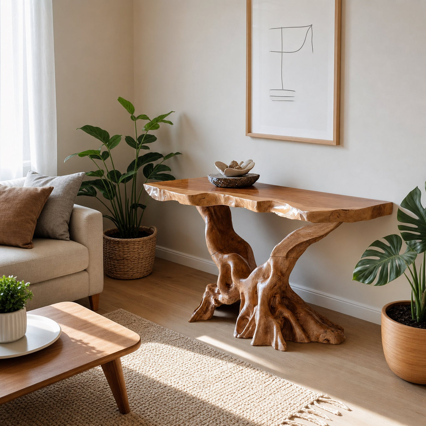 Farmhouse Wooden Live Edge Console Table For Living Room - product view 6
