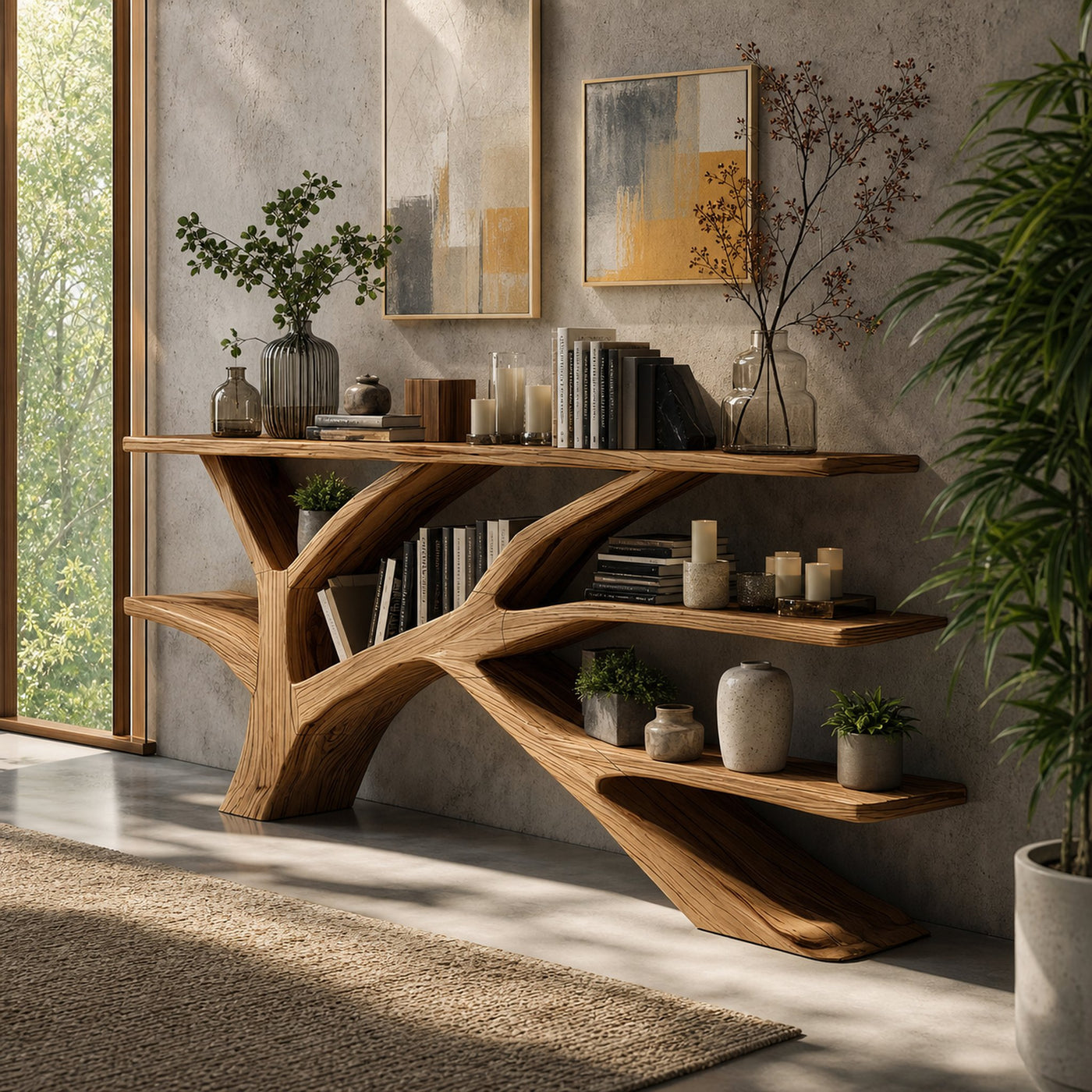 Farmhouse Wooden Live Edge Console Table For Rustic Furniture Decor