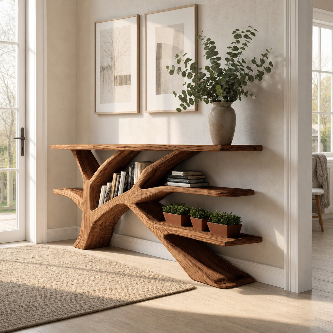 Farmhouse Wooden Live Edge Console Table For Rustic Furniture Decor - product view 6