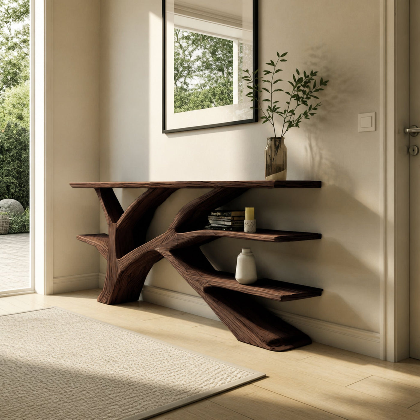 Farmhouse Wooden Live Edge Console Table For Rustic Furniture Decor - product view 7