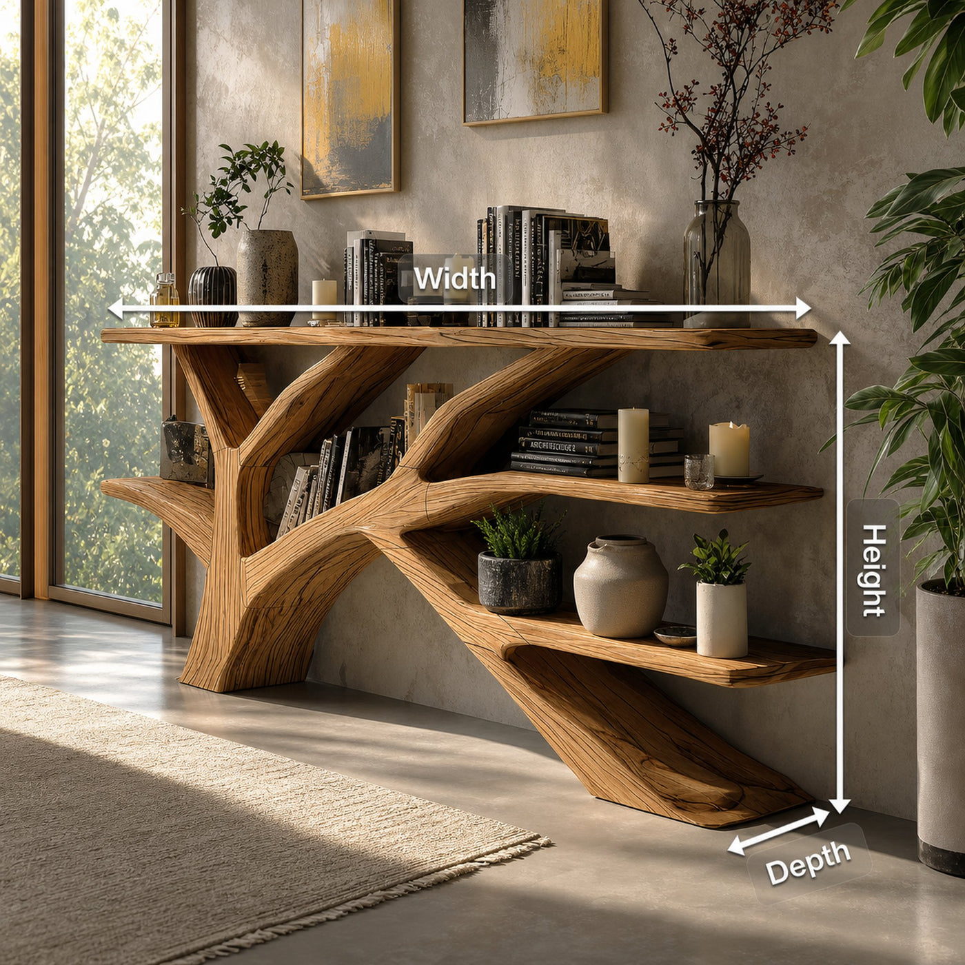 Farmhouse Wooden Live Edge Console Table For Rustic Furniture Decor - product view 8