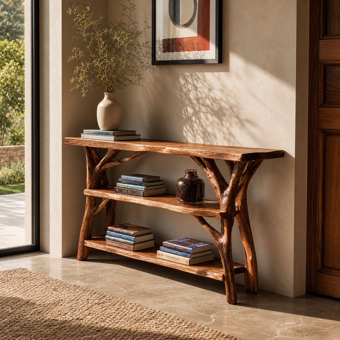 Farmhouse Wooden Live Edge Console Table For Rustic Living Room Decor - product view 6