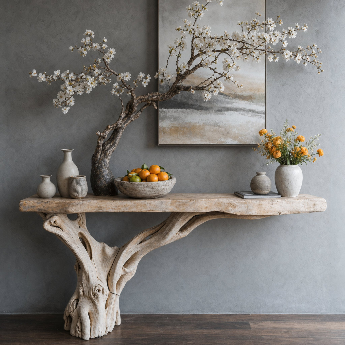 Floating Edge Console Table Handcraft Table Decor
