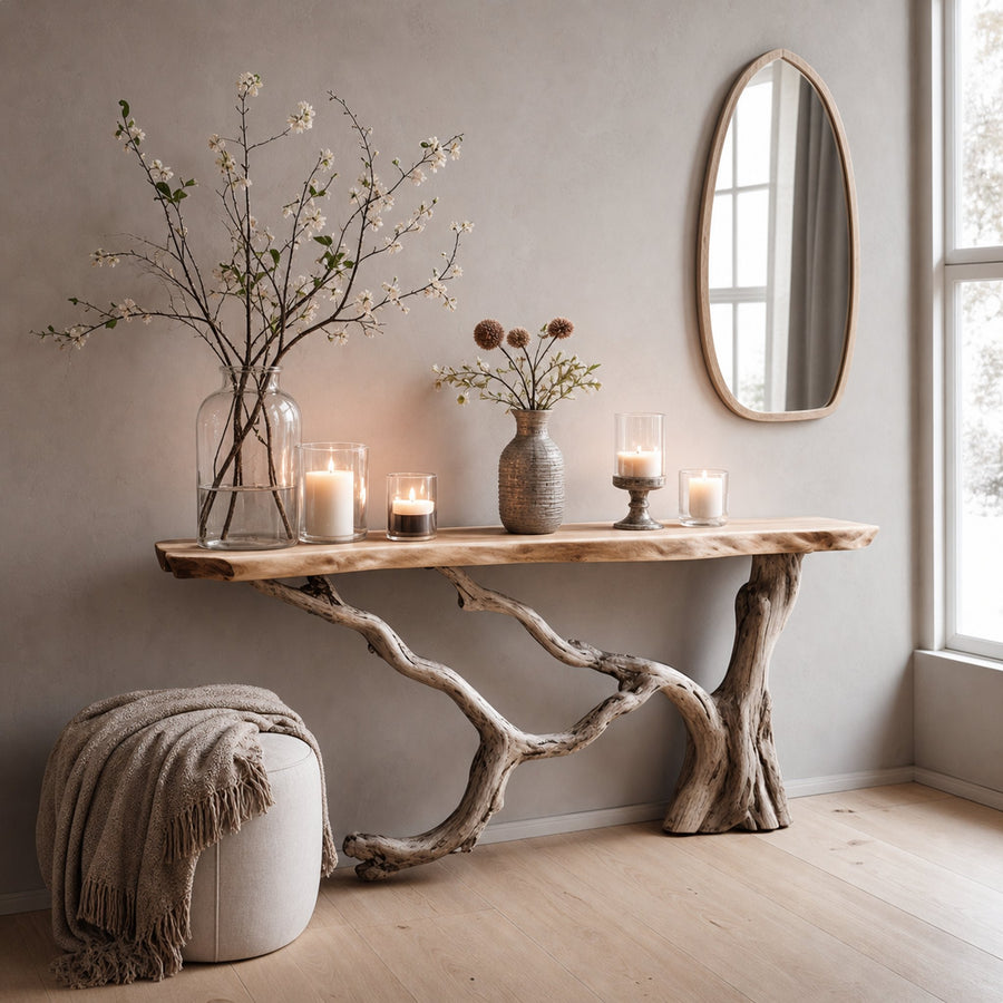 Floating Live Edge Side Table Handcrafted For Natural Spaces