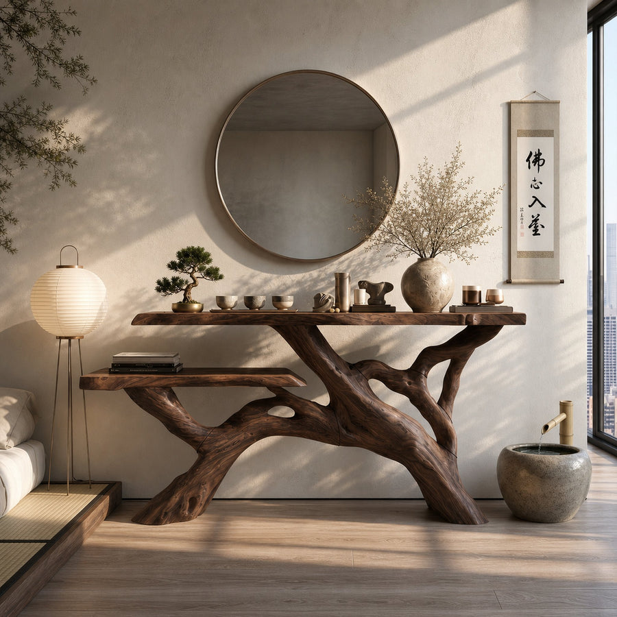 Garden Natural Wood Entryway Bench Table For Room Styling