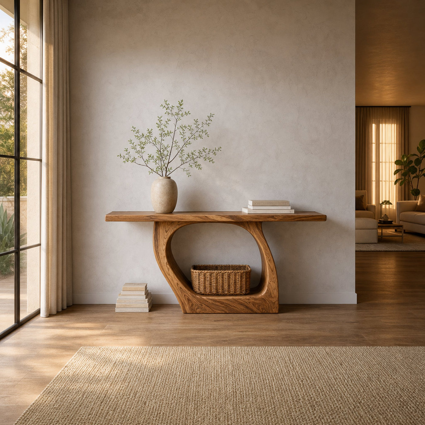Handcrafted Console Table Sculptural Design For Living Room - product view 2