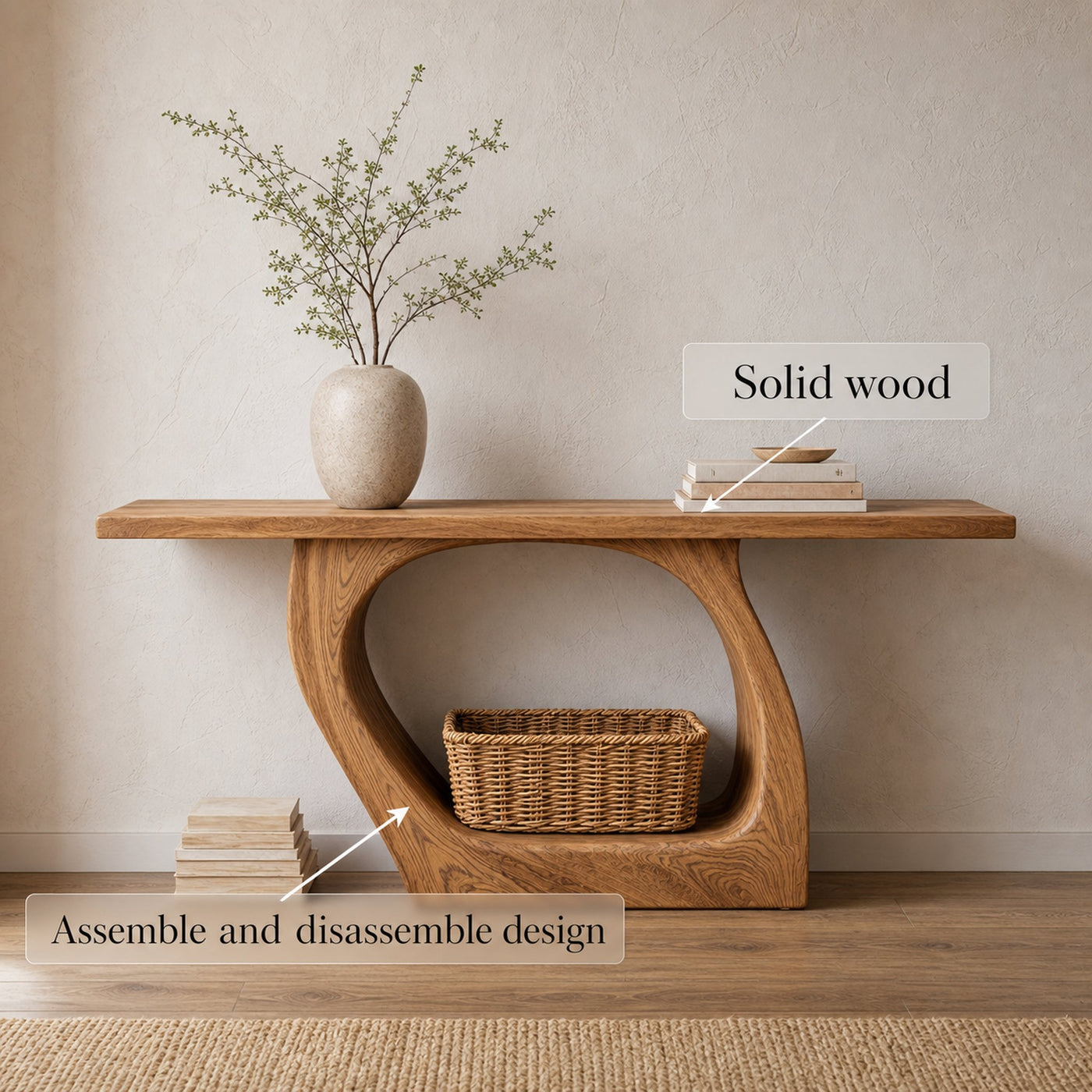 Handcrafted Console Table Sculptural Design For Living Room - product view 3