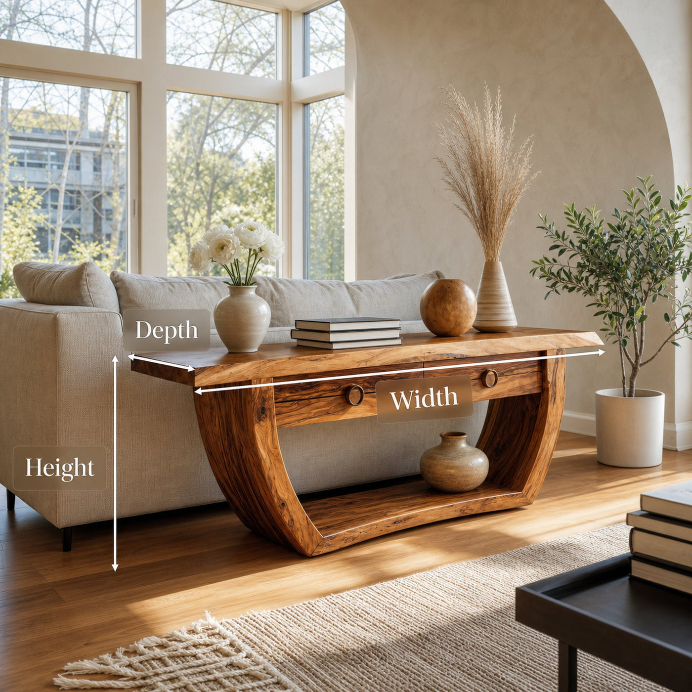 Handcrafted Curved Console Table For Living Room Decor - product view 6