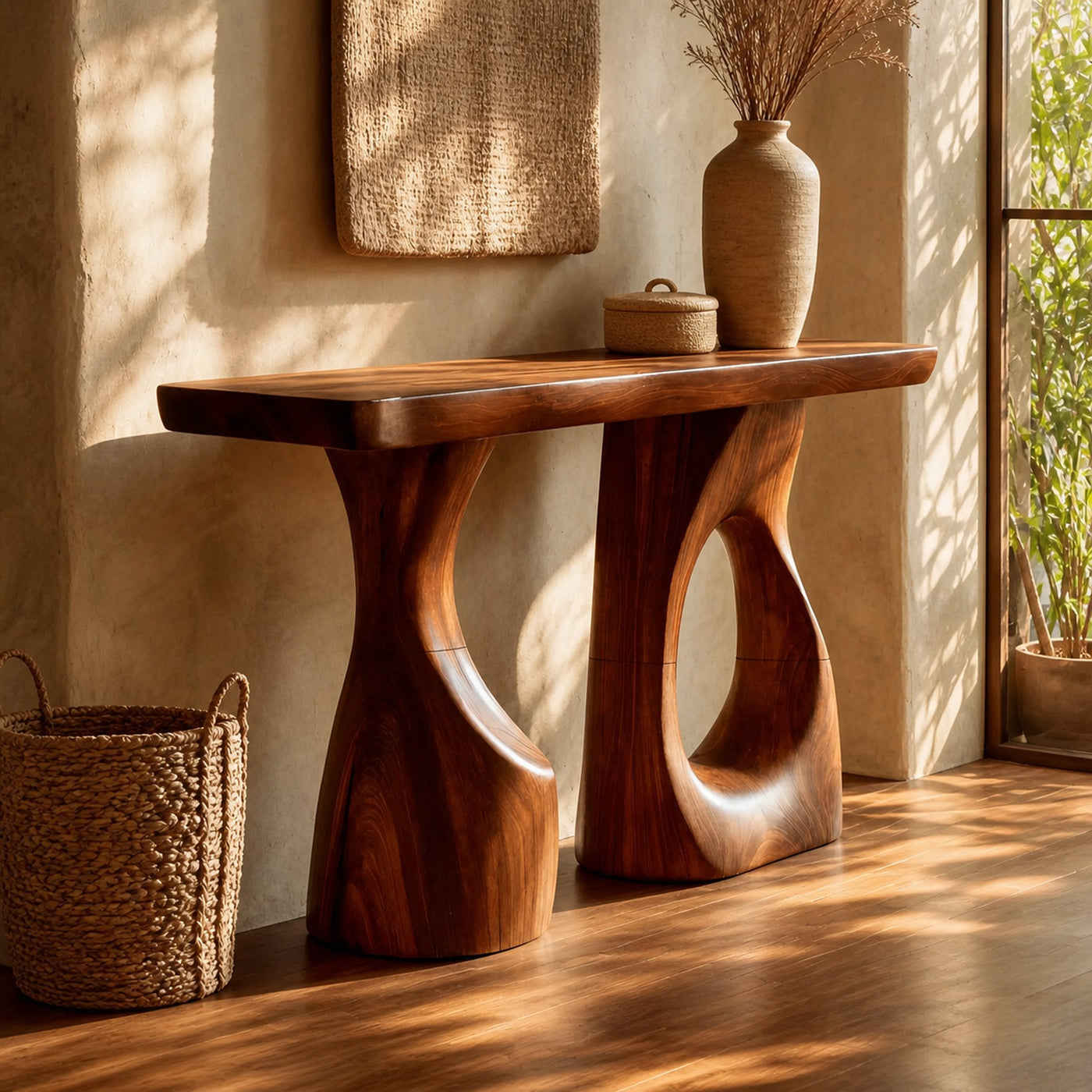 Handcrafted Live Edge Console Table Artistic Wood For Entryway Design