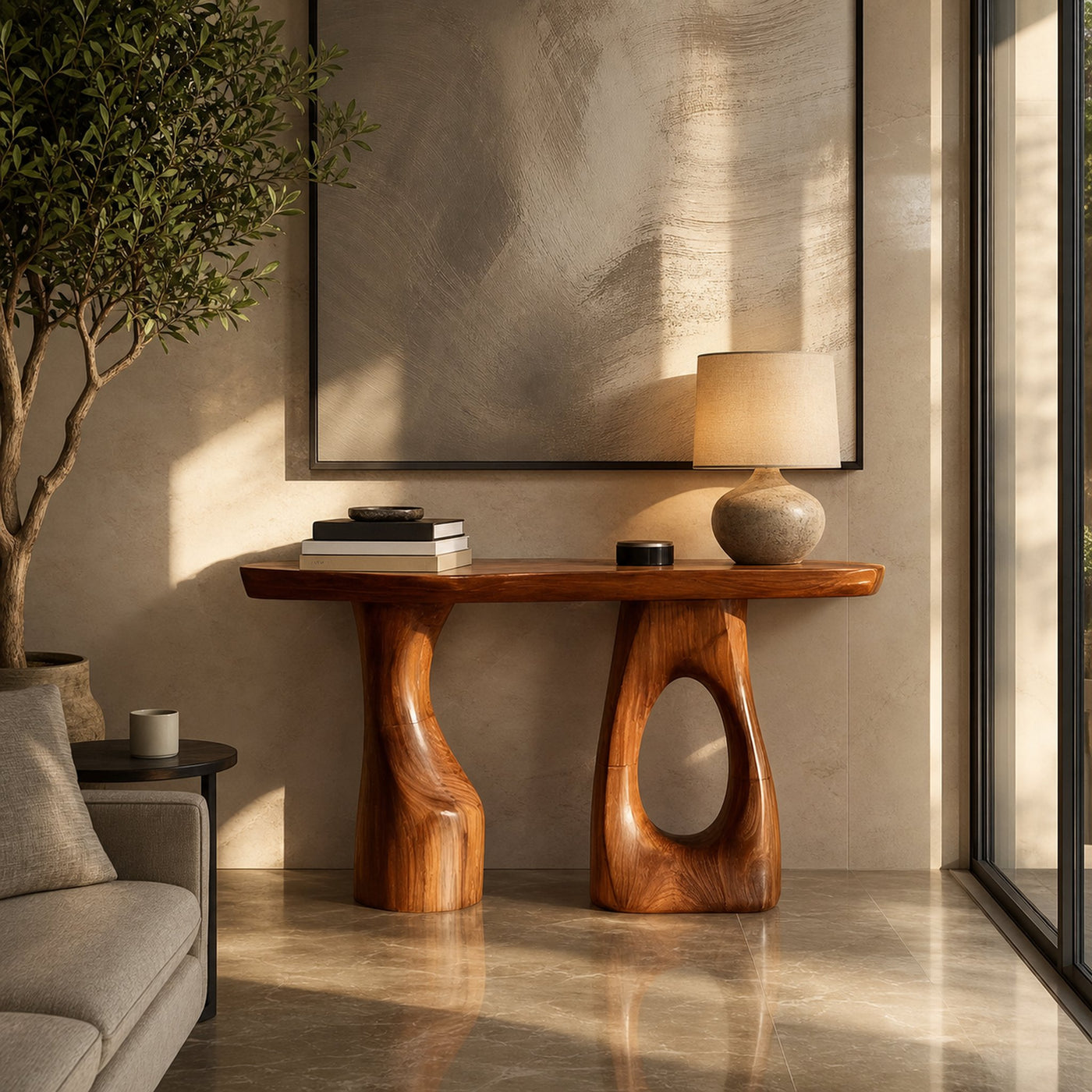 Handcrafted Live Edge Console Table Artistic Wood For Entryway Design - product view 2