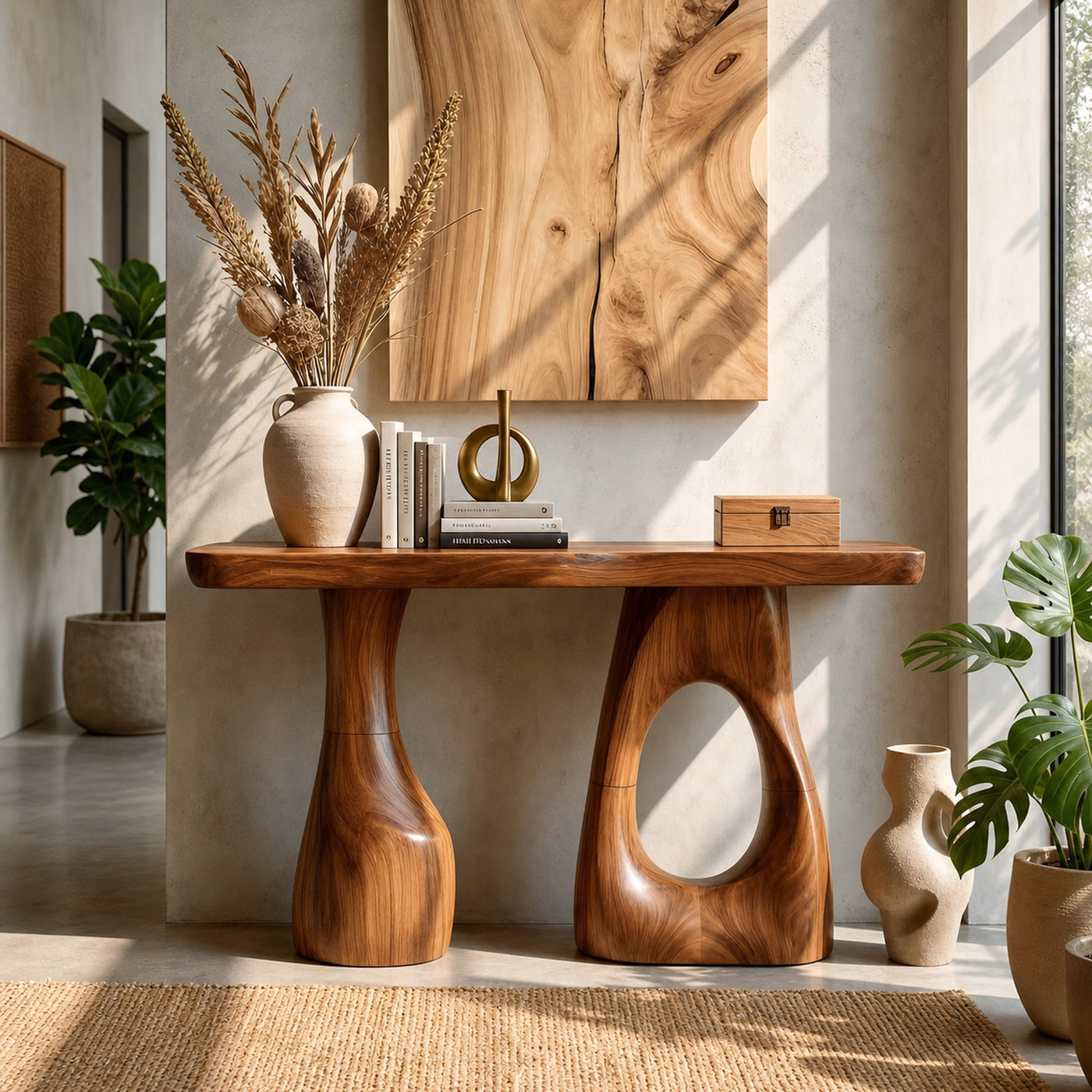 Handcrafted Live Edge Console Table Artistic Wood For Entryway Design - product view 3