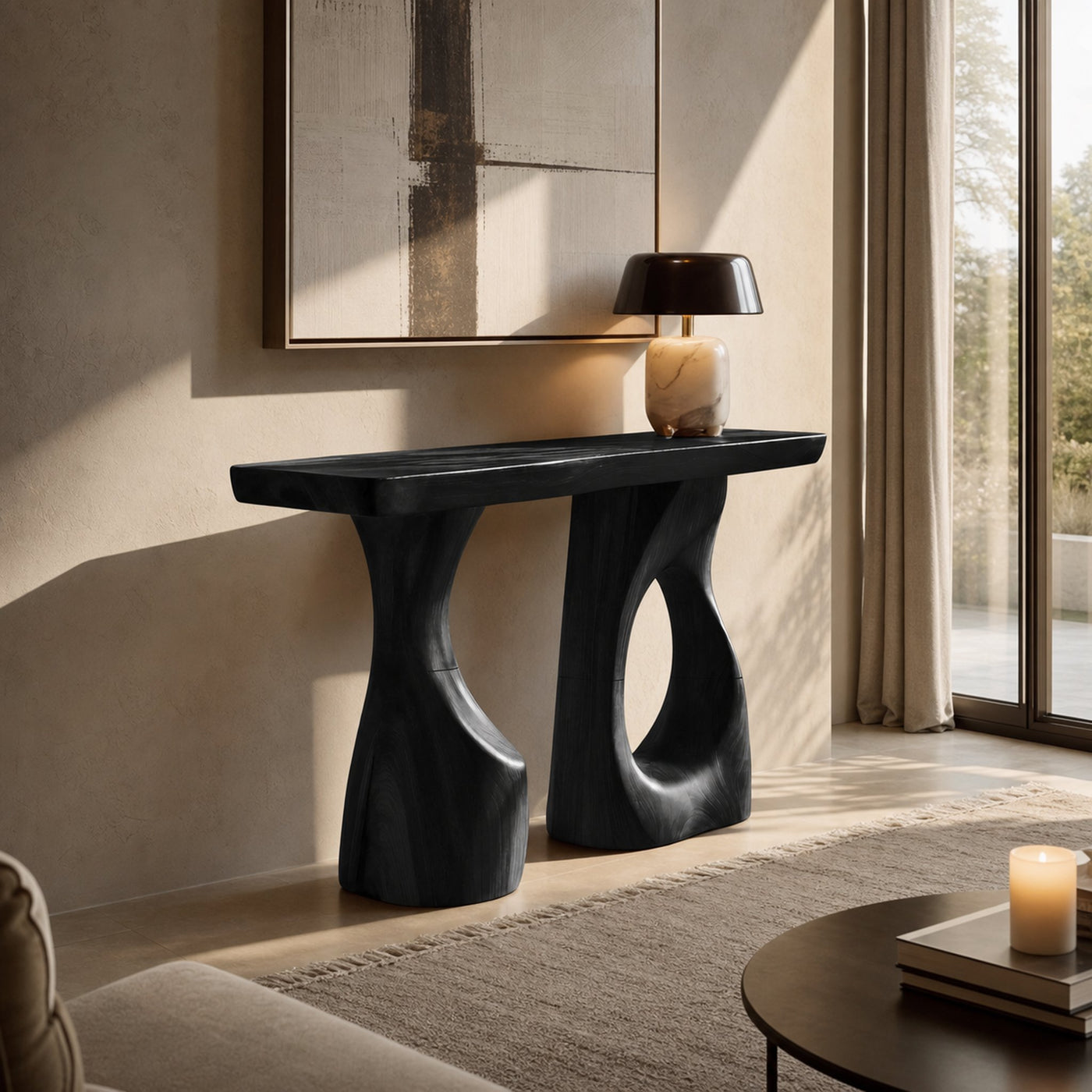 Handcrafted Live Edge Console Table Artistic Wood For Entryway Design - product view 4