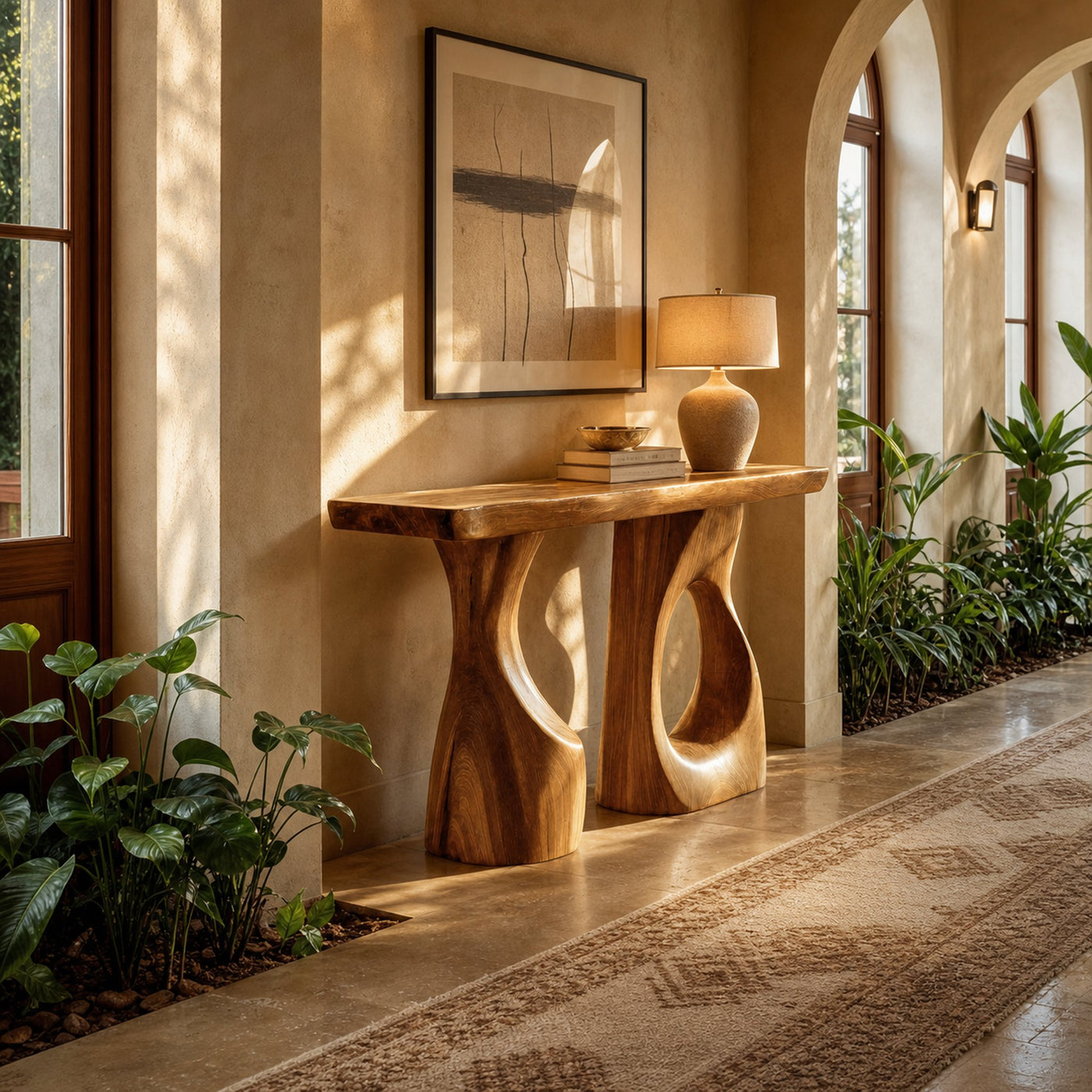 Handcrafted Live Edge Console Table Artistic Wood For Entryway Design - product view 5