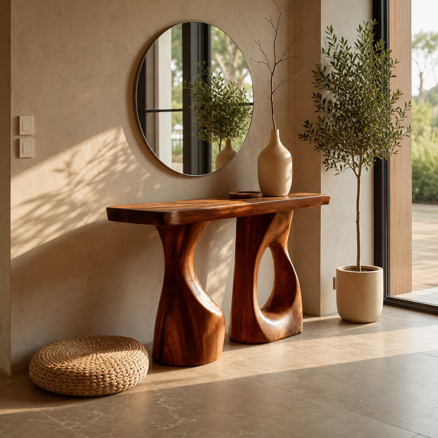 Handcrafted Live Edge Console Table Artistic Wood For Entryway Design - product view 6
