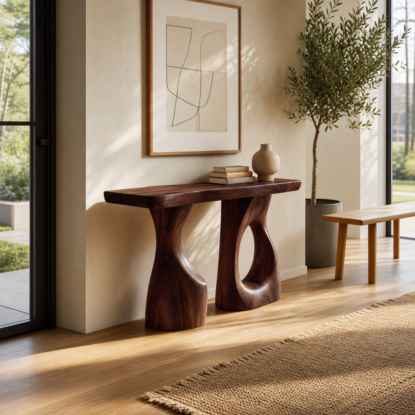 Handcrafted Live Edge Console Table Artistic Wood For Entryway Design - product view 7