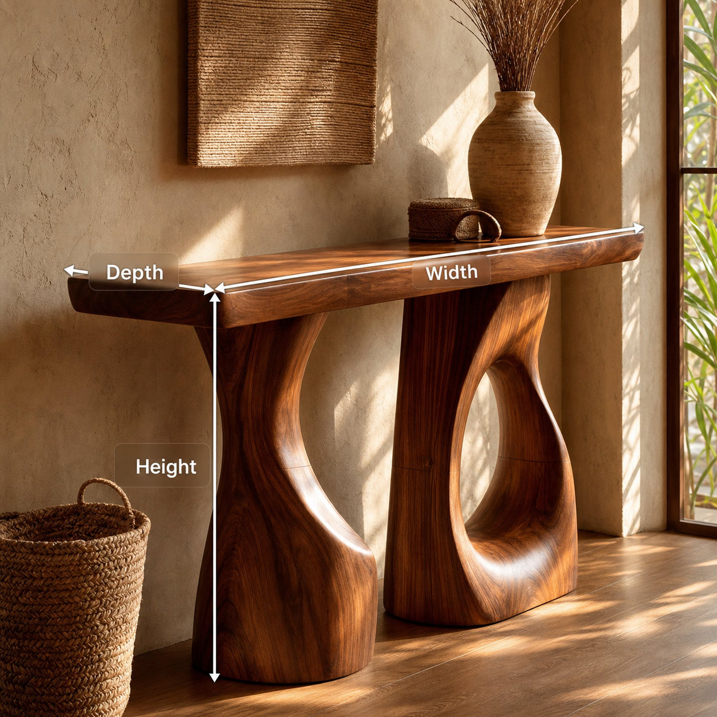 Handcrafted Live Edge Console Table Artistic Wood For Entryway Design - product view 8