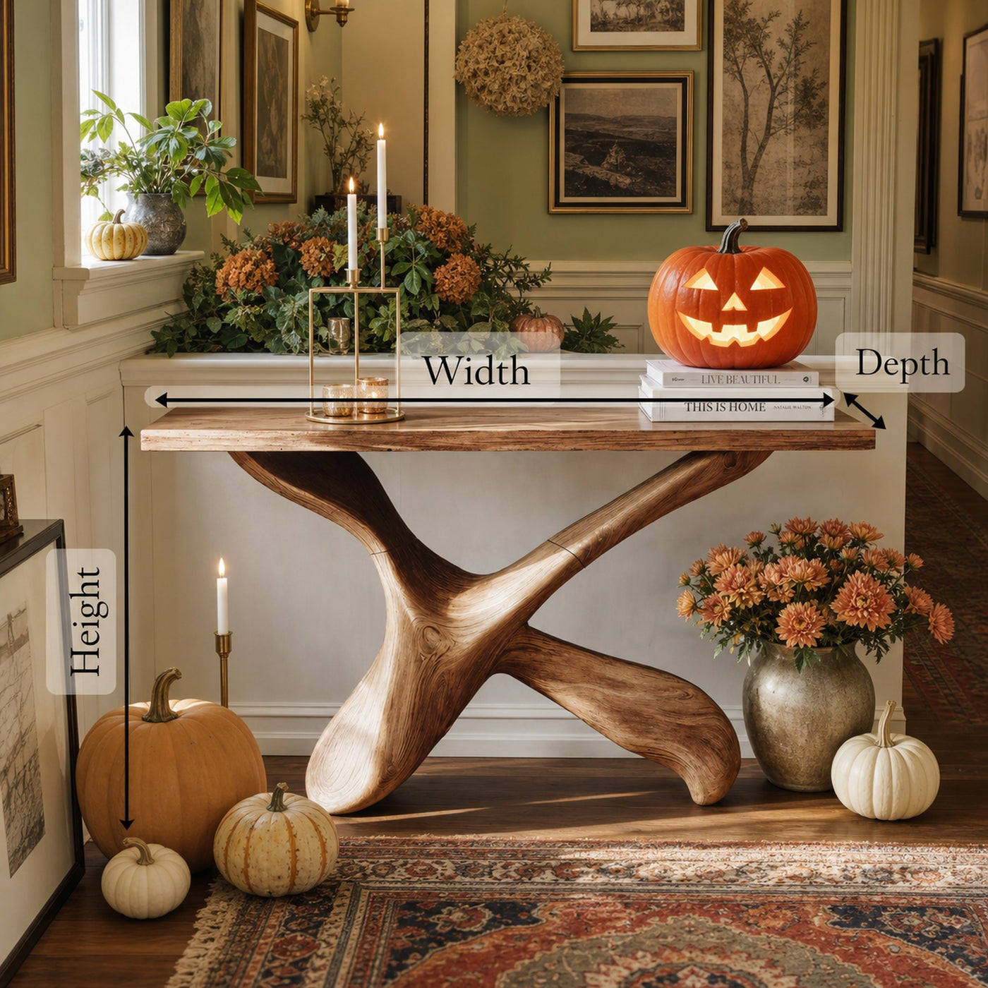 Handcrafted Live Edge Console Table For Entryway Design Halloween Decor - product view 6