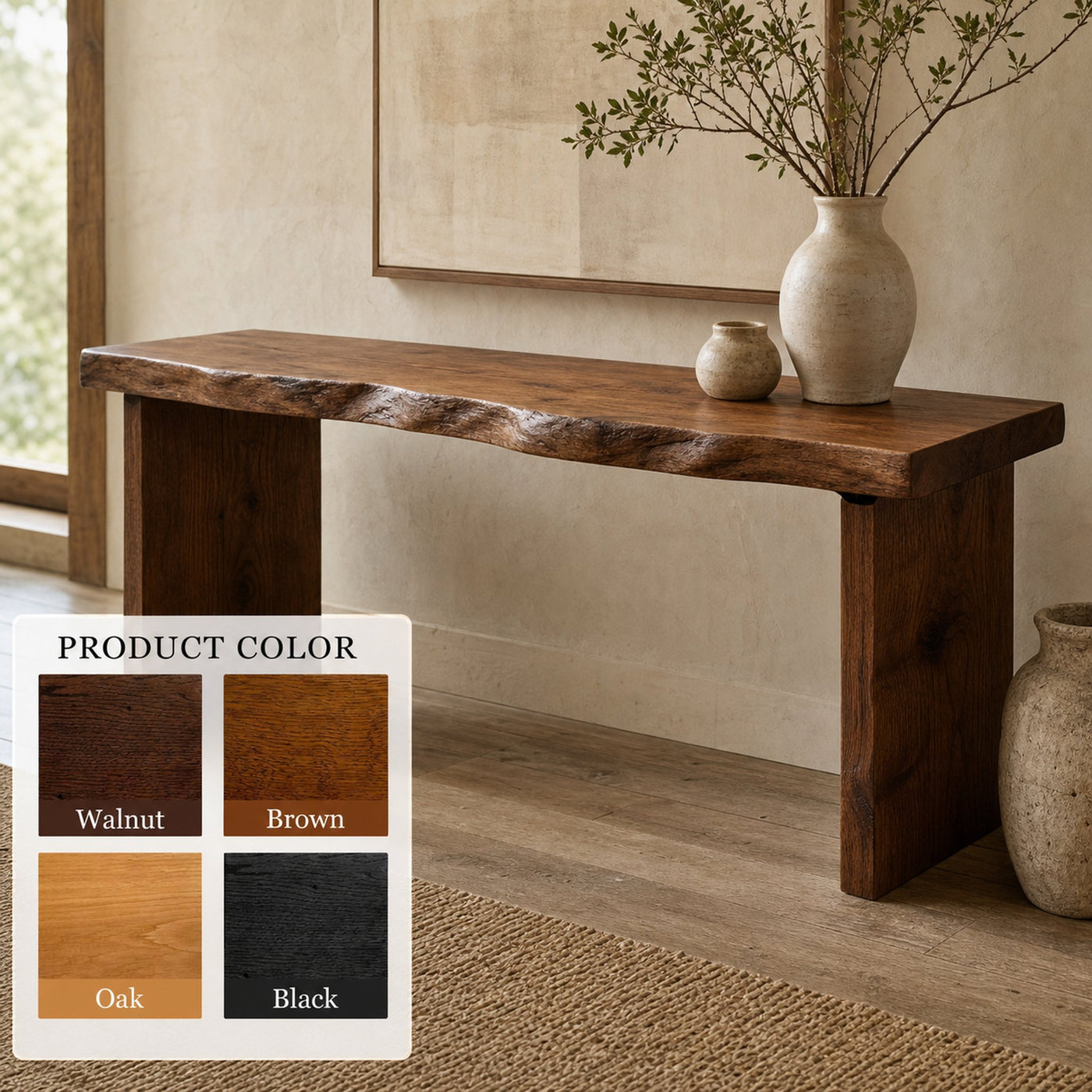 Handcrafted Live Edge Console Table For Farmhouse Decor - product view 6