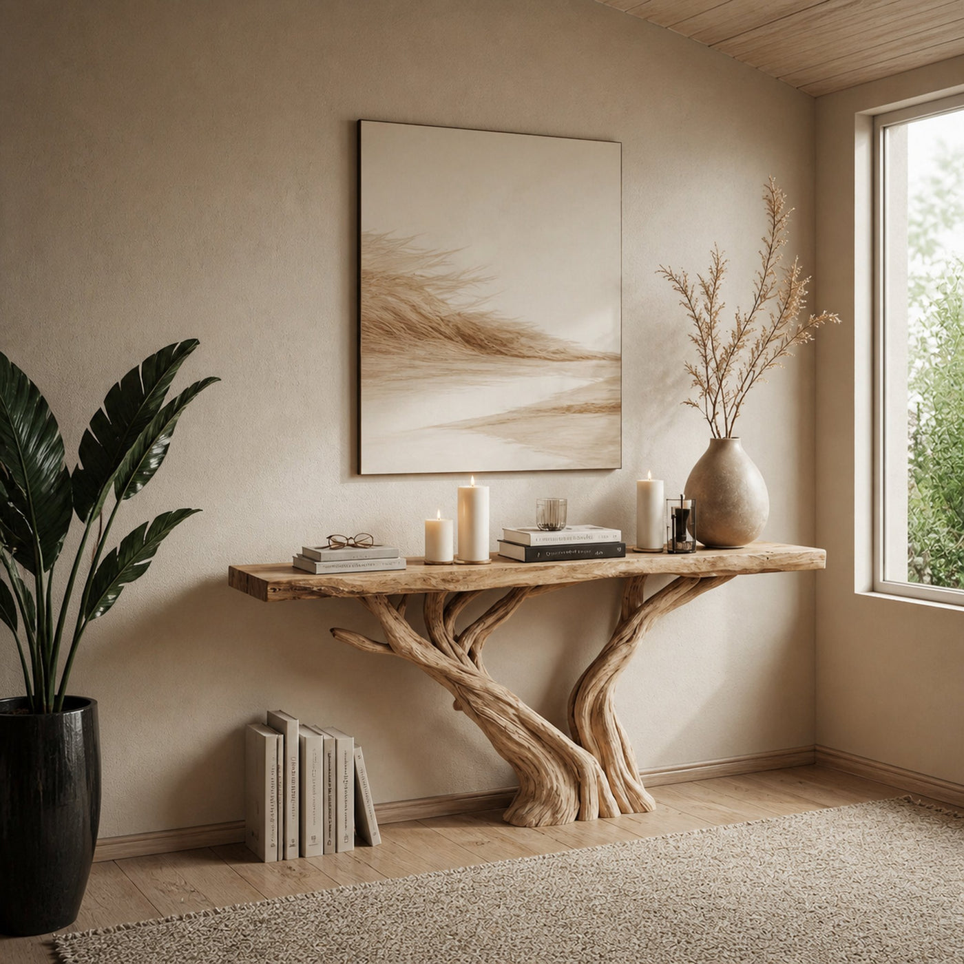 Handcrafted Live Edge Console Table For Rustic Home Decor - product view 2