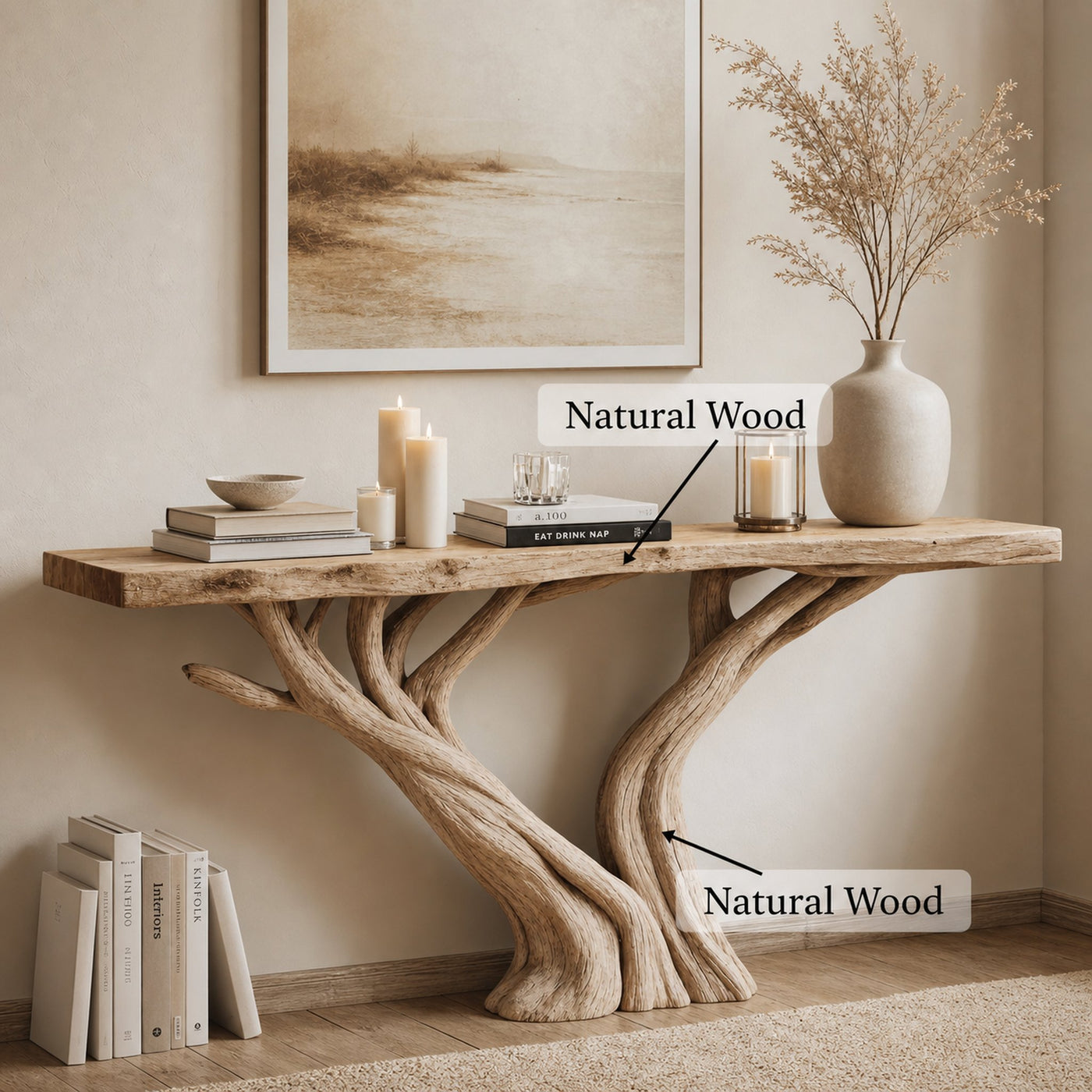 Handcrafted Live Edge Console Table For Rustic Home Decor - product view 6