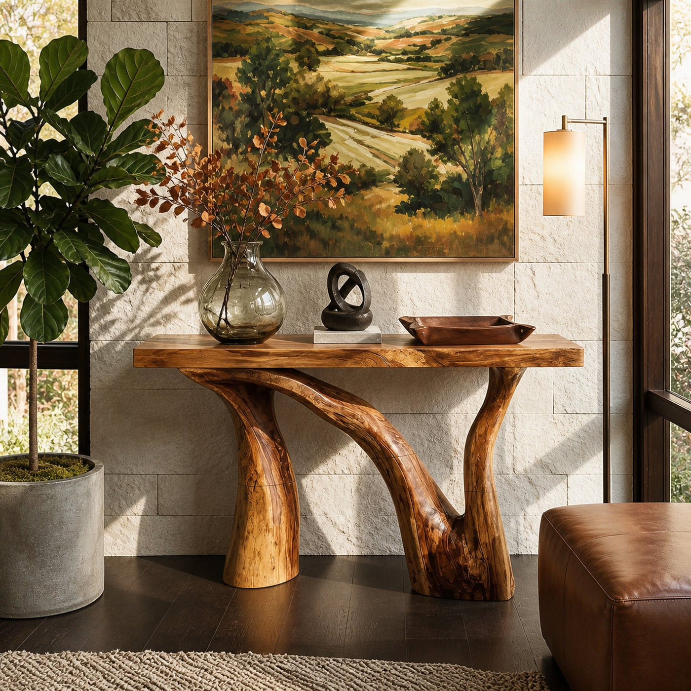 Handcrafted Live Edge Console Table Luxury Wood For Living Room Decor - product view 2