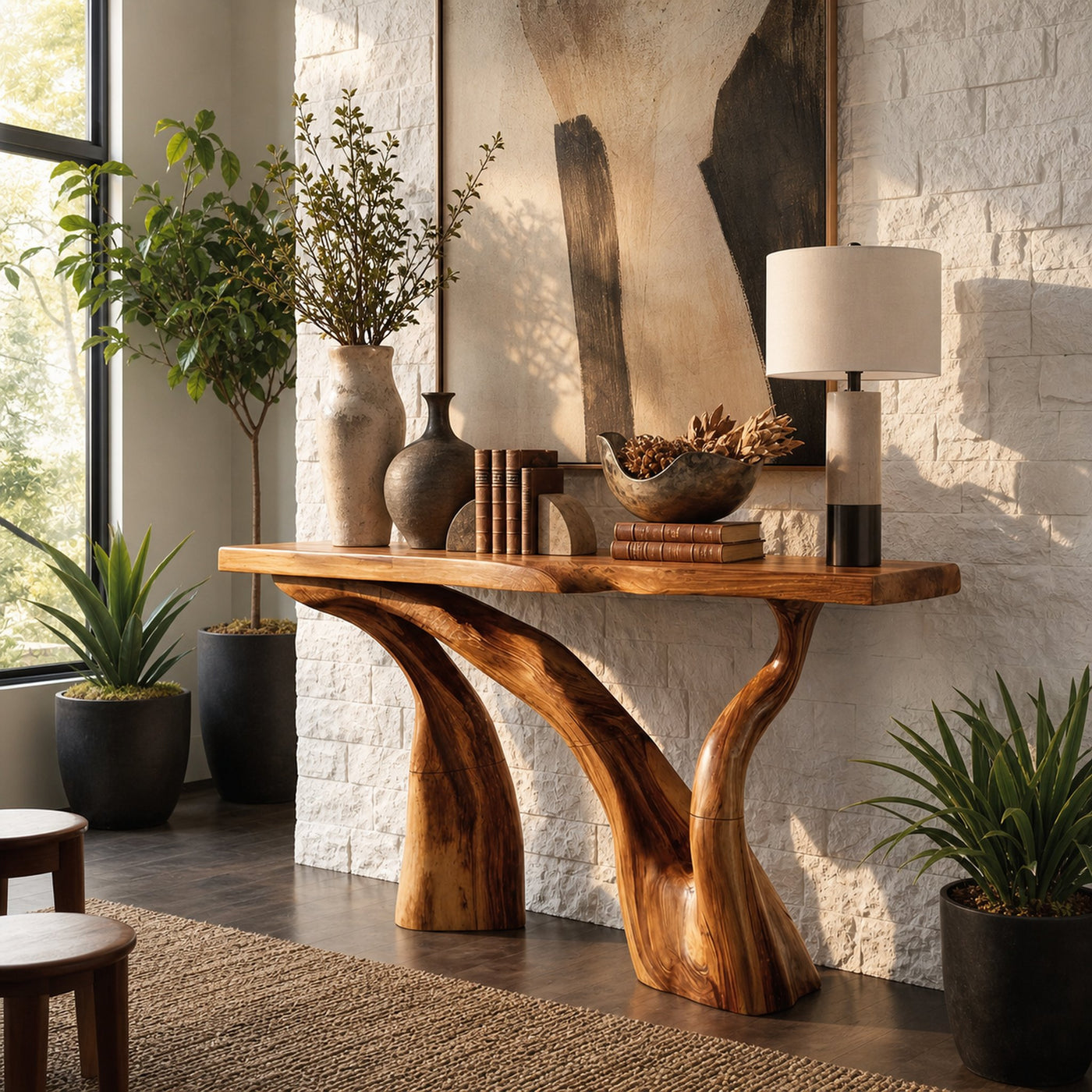Handcrafted Live Edge Console Table Luxury Wood For Living Room Decor - product view 3