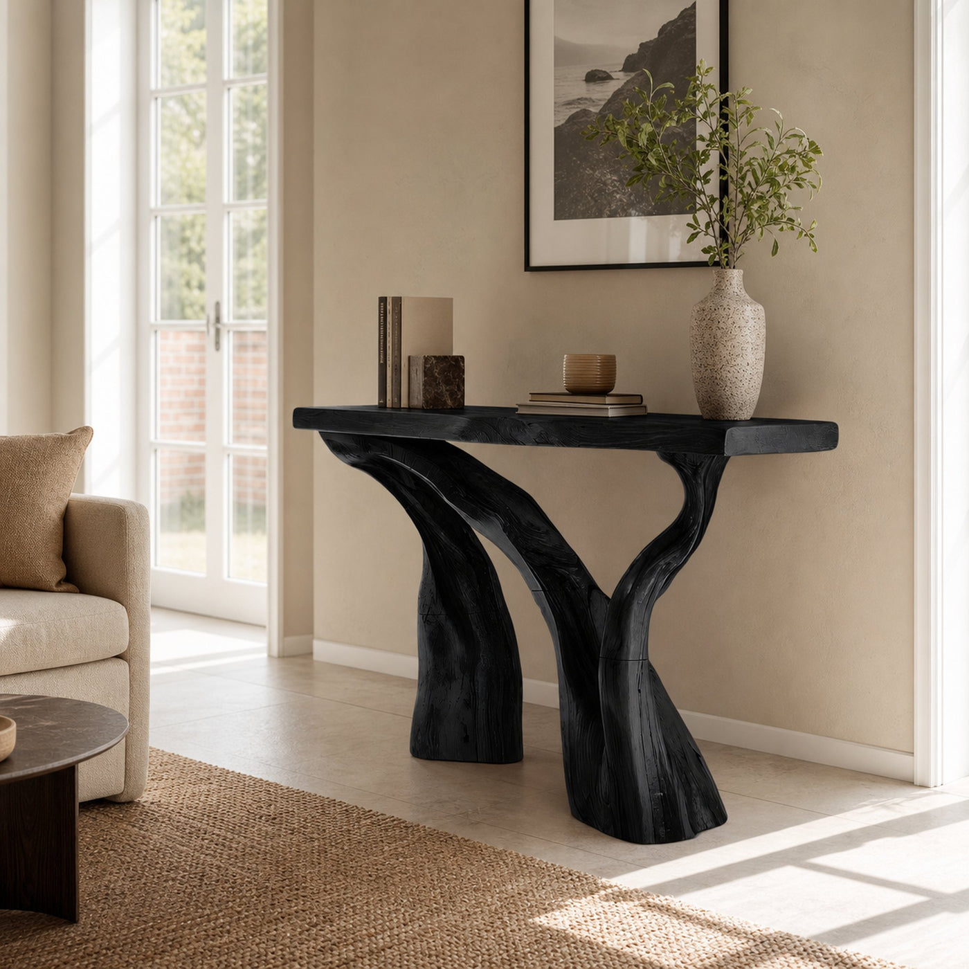 Handcrafted Live Edge Console Table Luxury Wood For Living Room Decor - product view 4