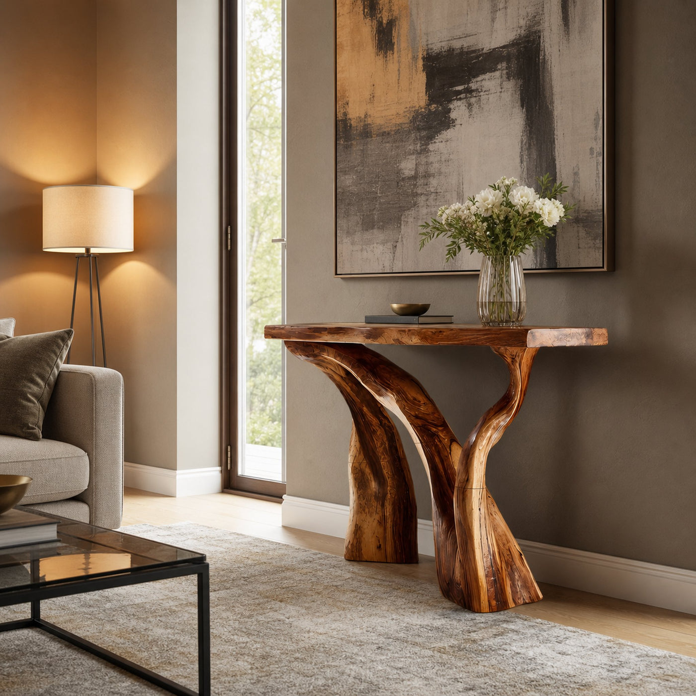 Handcrafted Live Edge Console Table Luxury Wood For Living Room Decor - product view 6