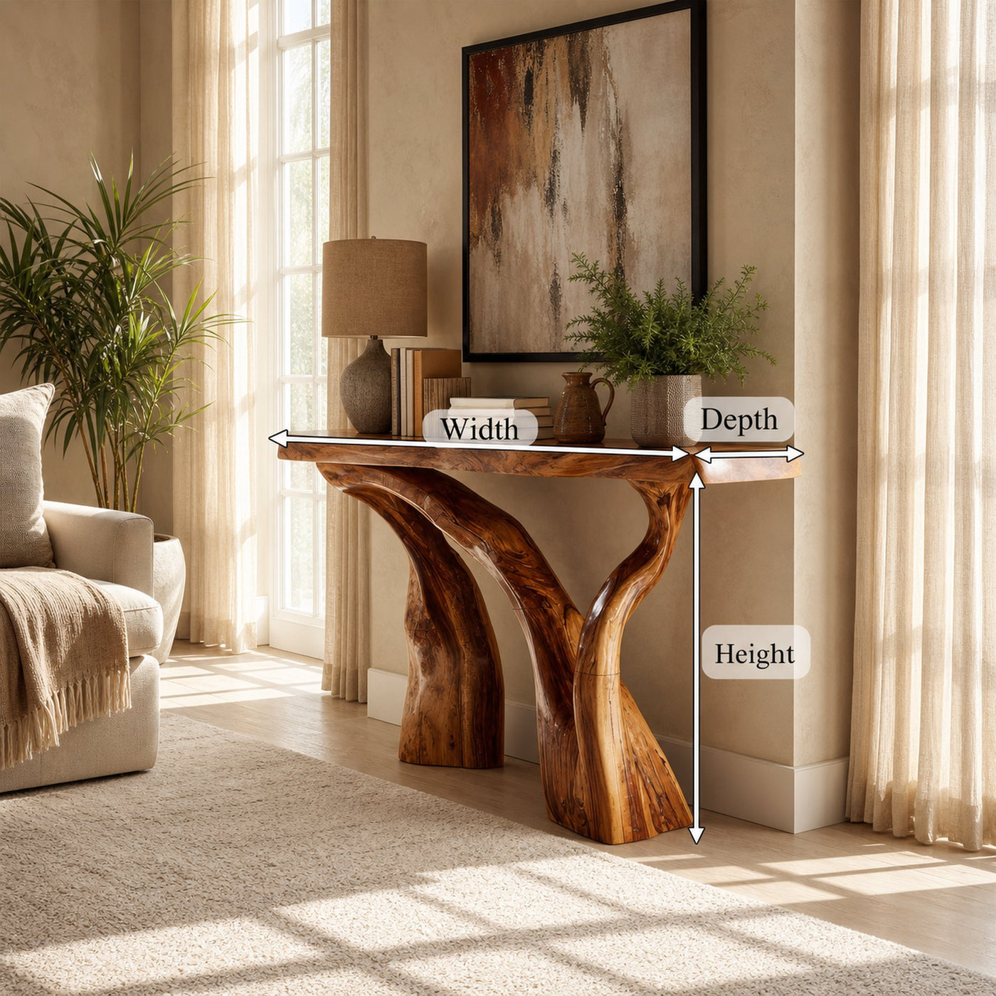 Handcrafted Live Edge Console Table Luxury Wood For Living Room Decor - product view 8