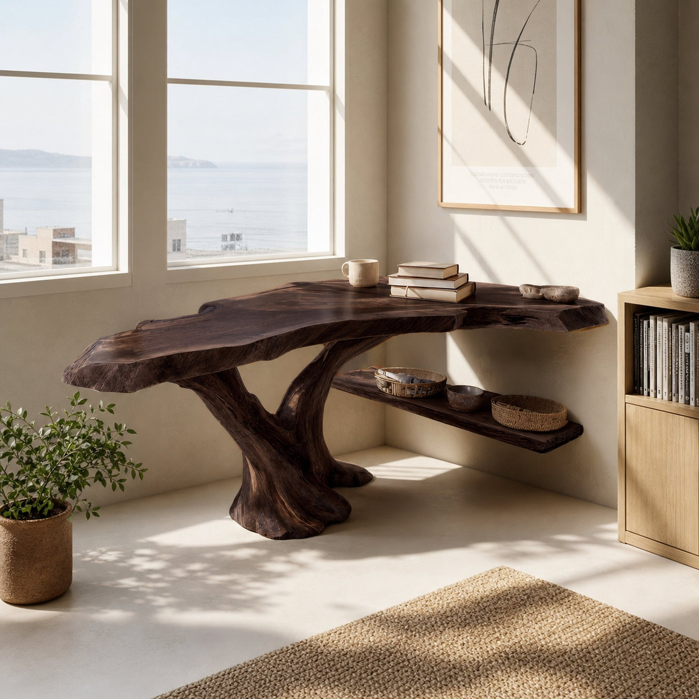 Handcrafted Live Edge Console Table Organic Solid Wood For Home Decor - product view 7