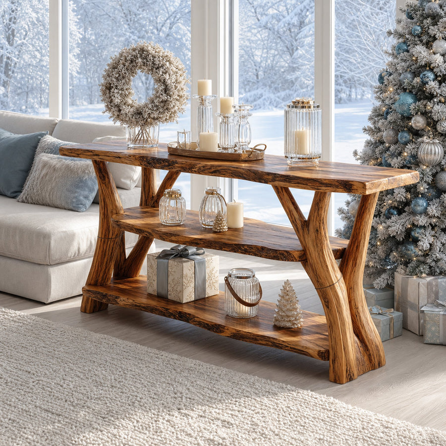 Handcrafted Live Edge Entryway Table For Bedroom Christmas Seasonal Accent