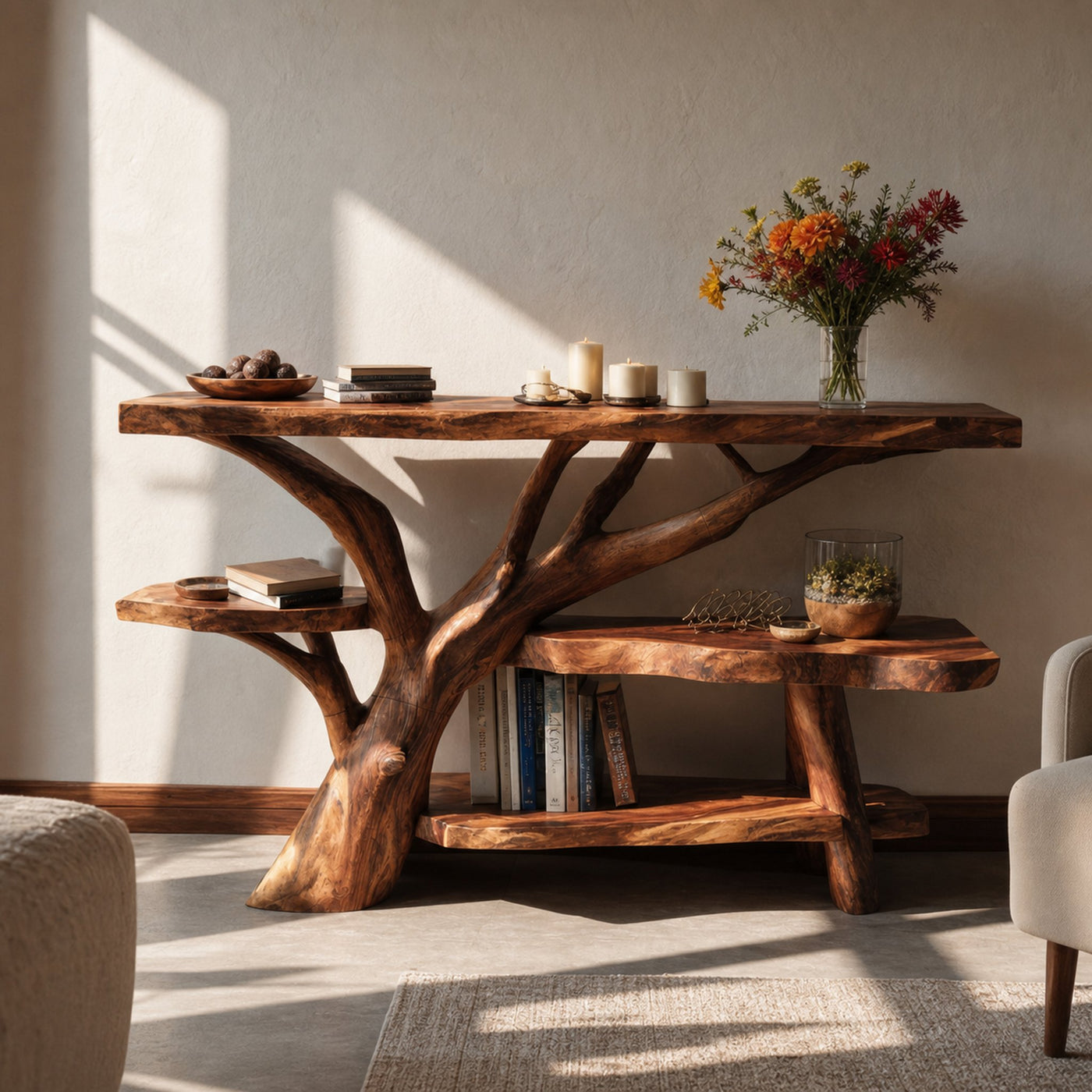 Handcrafted Live Edge Entryway Table For Bedroom Country Home Decoration