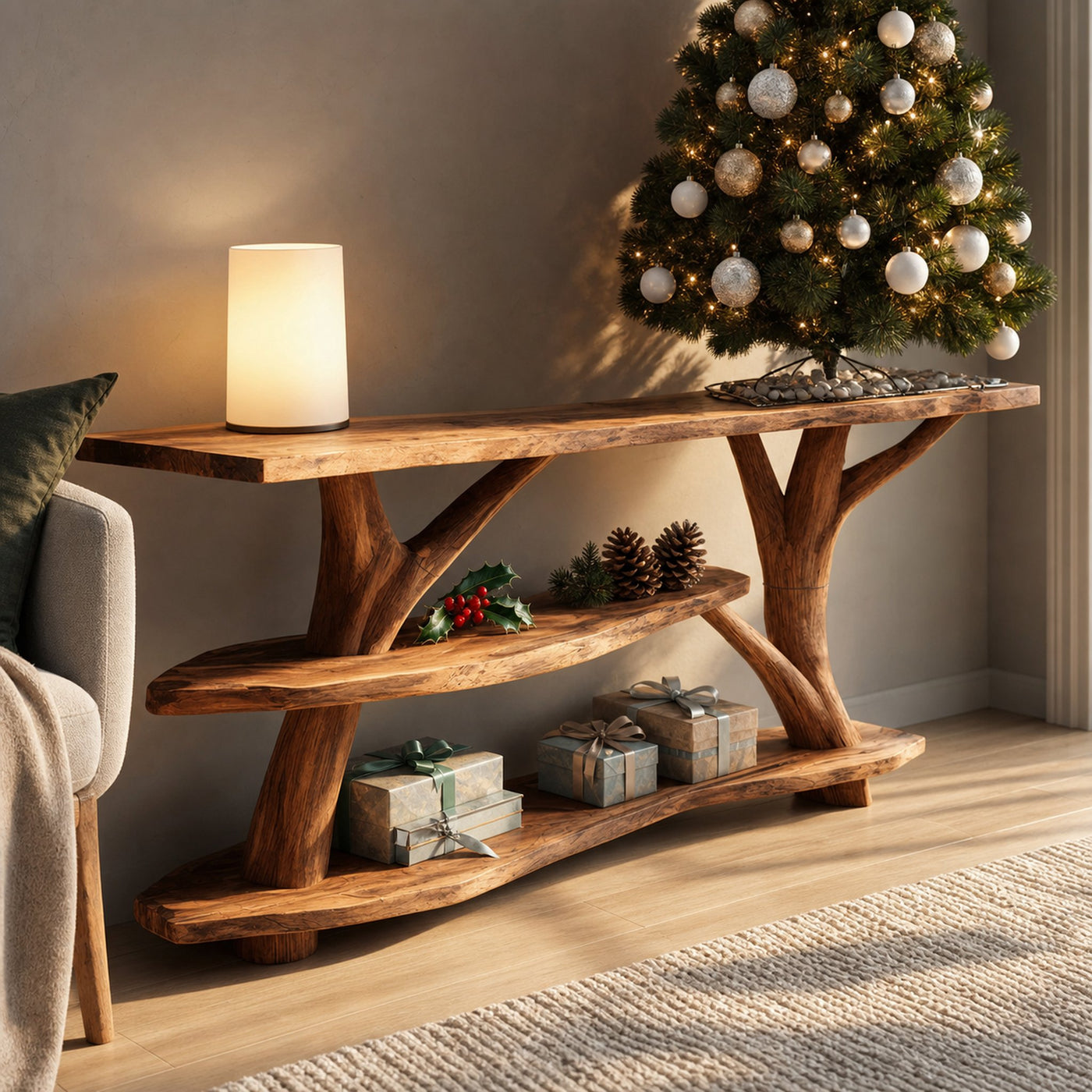 Handcrafted Live Edge Entryway Table For Bedroom Decor Christmas Accent - product view 6
