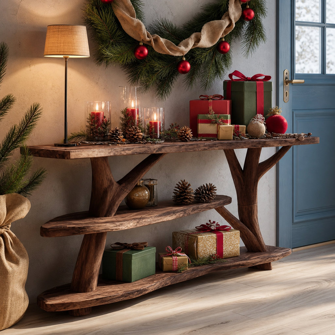 Handcrafted Live Edge Entryway Table For Bedroom Decor Christmas Accent - product view 7