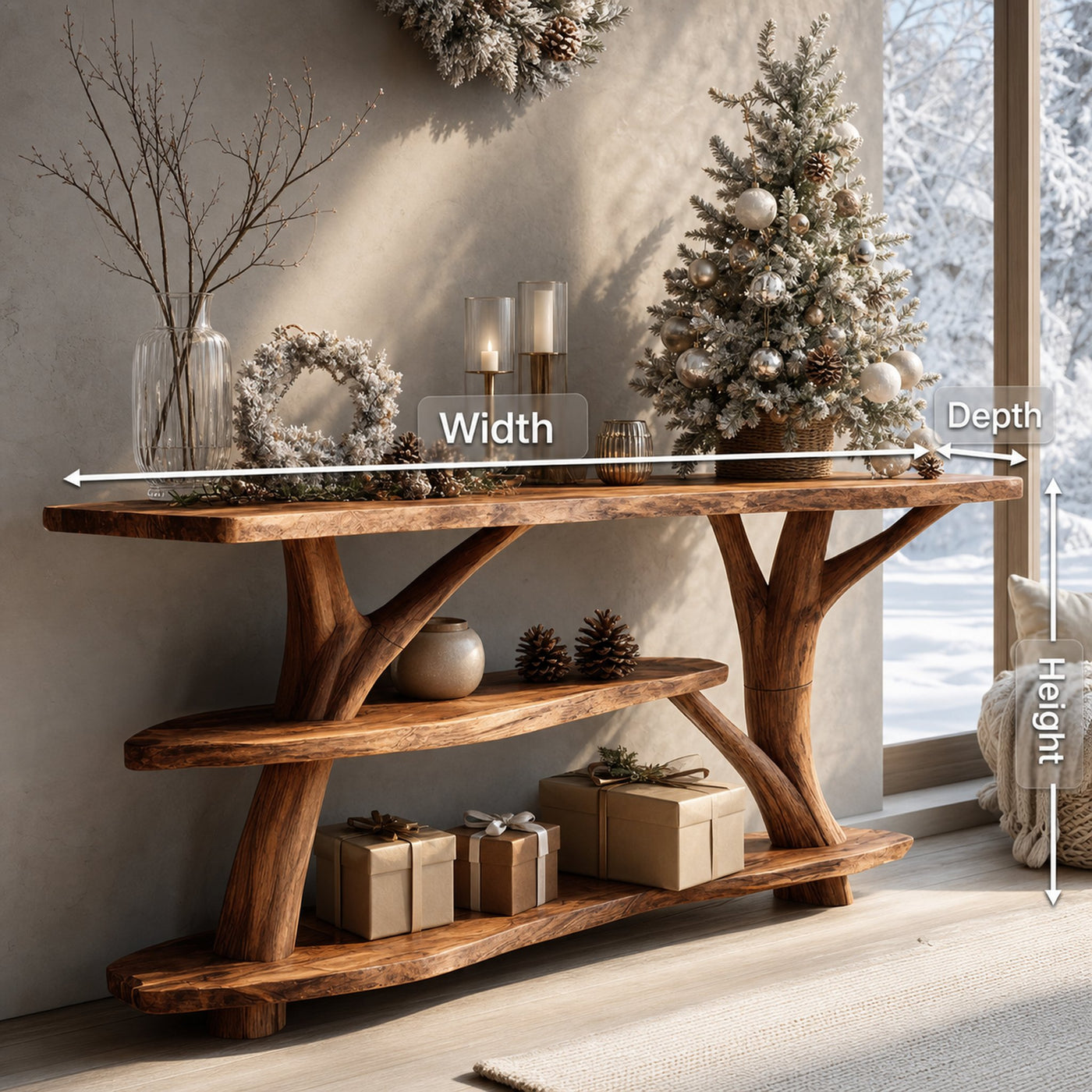 Handcrafted Live Edge Entryway Table For Bedroom Decor Christmas Accent - product view 8