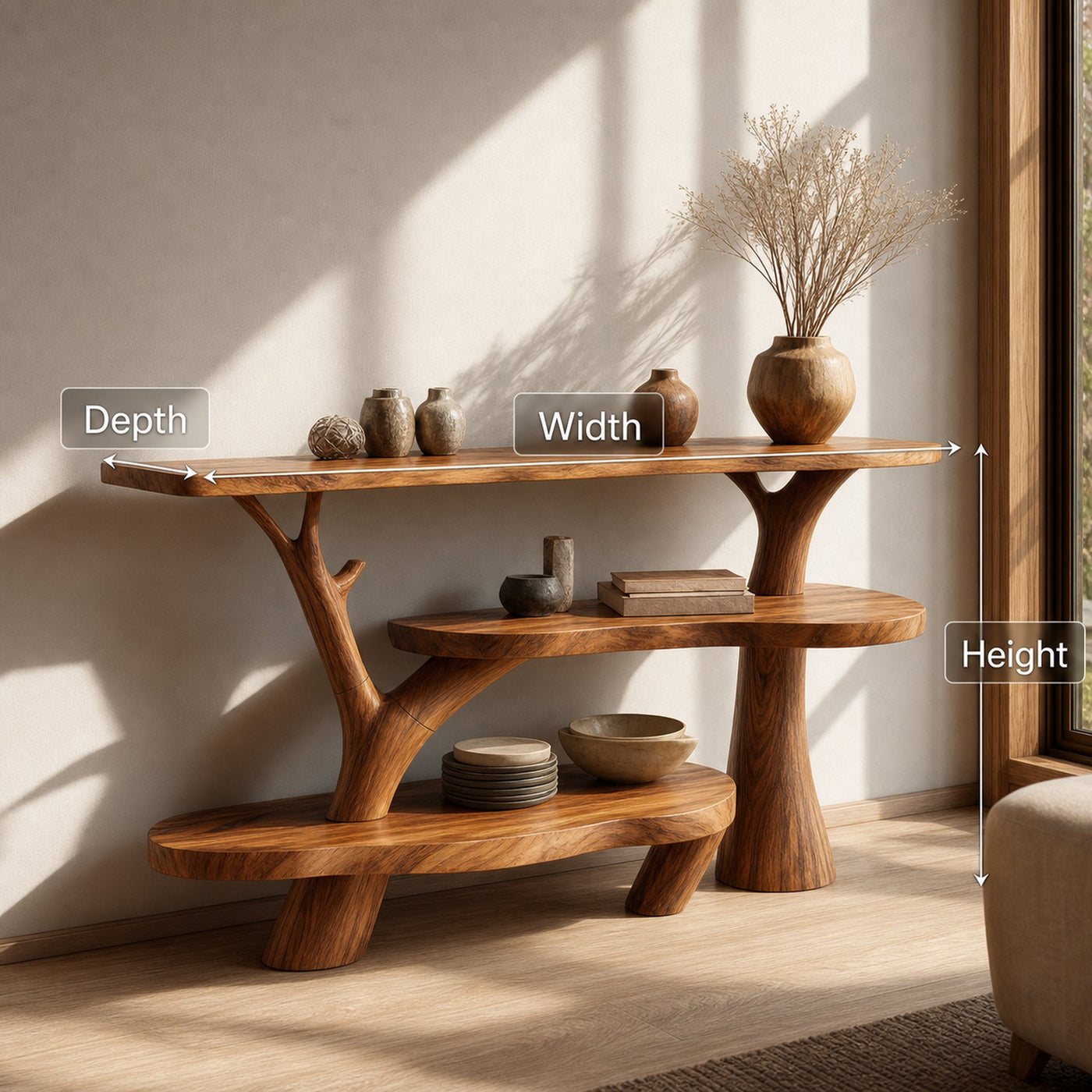Handcrafted Live Edge Entryway Table For Bedroom Furniture Design - product view 6