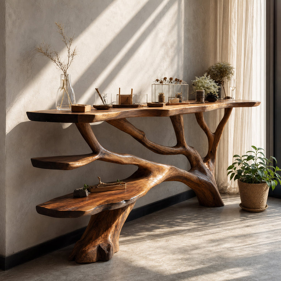 Handcrafted Live Edge Entryway Table For Bedroom Rustic Home Interior